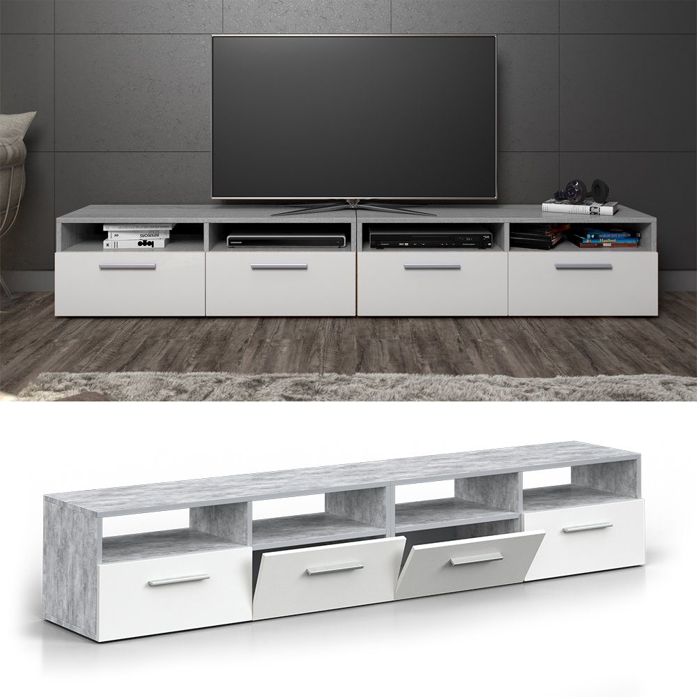 Vicco Lowboard Diego, Beton/Beton, 190 x günstig online kaufen