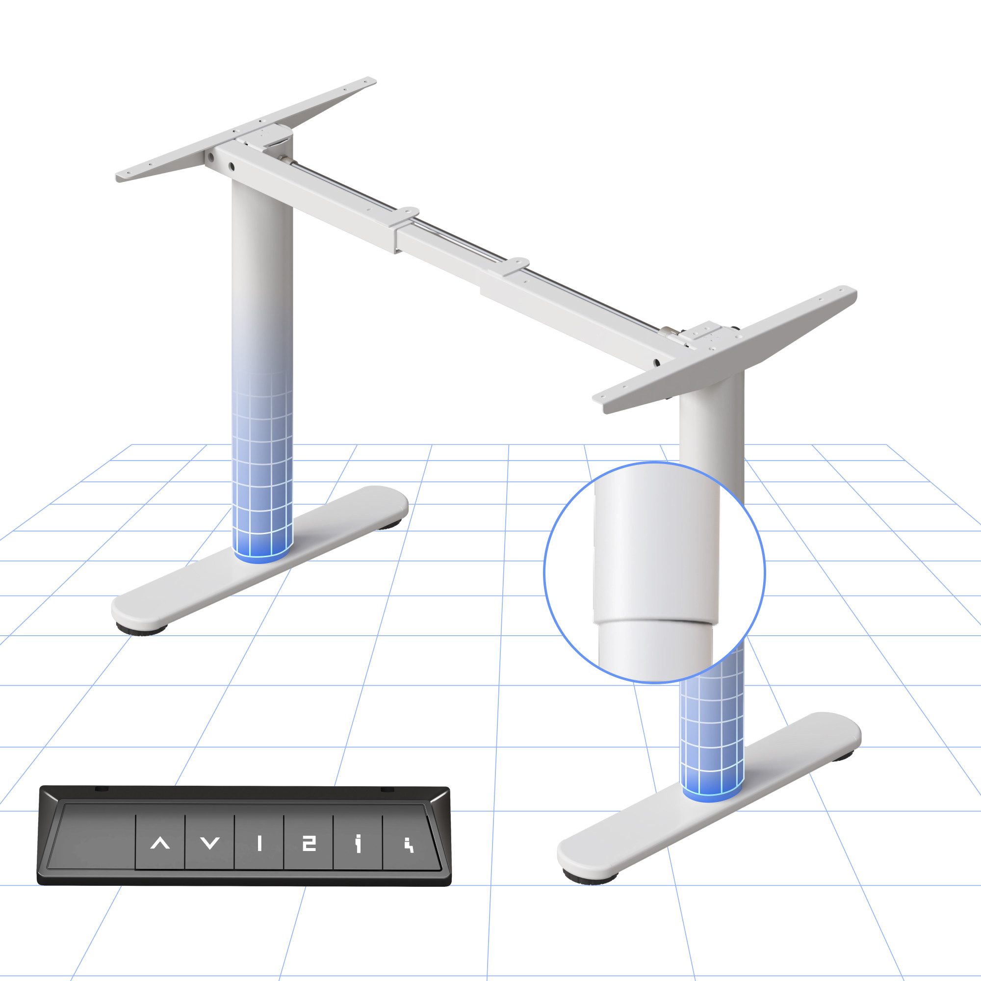 FLEXISPOT Schreibtisch Elektrisch höhenverstellbares Tischgestell, Schwarz/Weiß/Grau/Mousse (1-St., mit elegant abgerundeten Tischbeinen (runde Form), harmonisches Design, Anti-Kollisionsschutz, Max. Load: 80KG