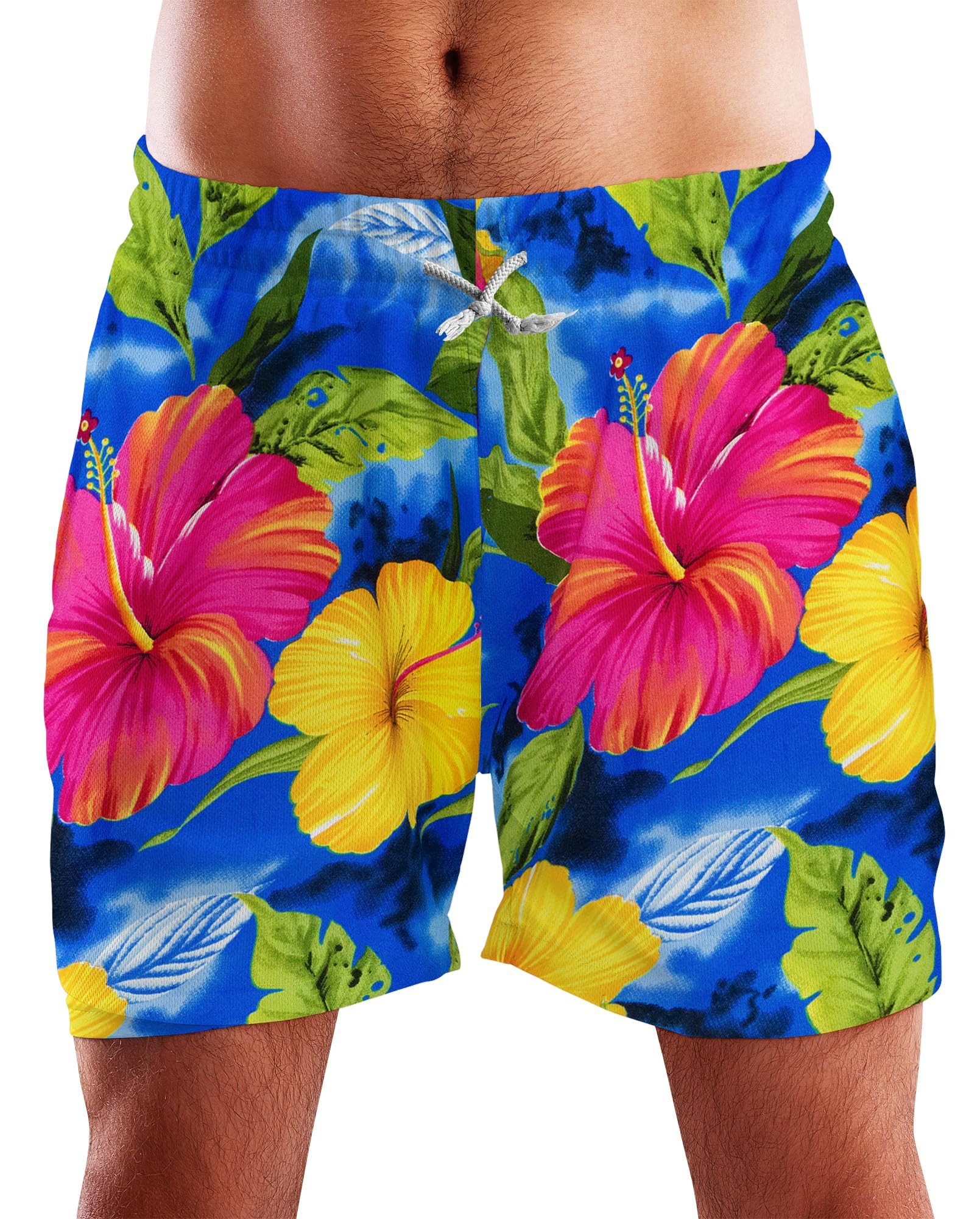 Badeshorts Big Flower Funky Hawaii Bade-Shorts Mesh-Einsatz Verschluss Kordelzug