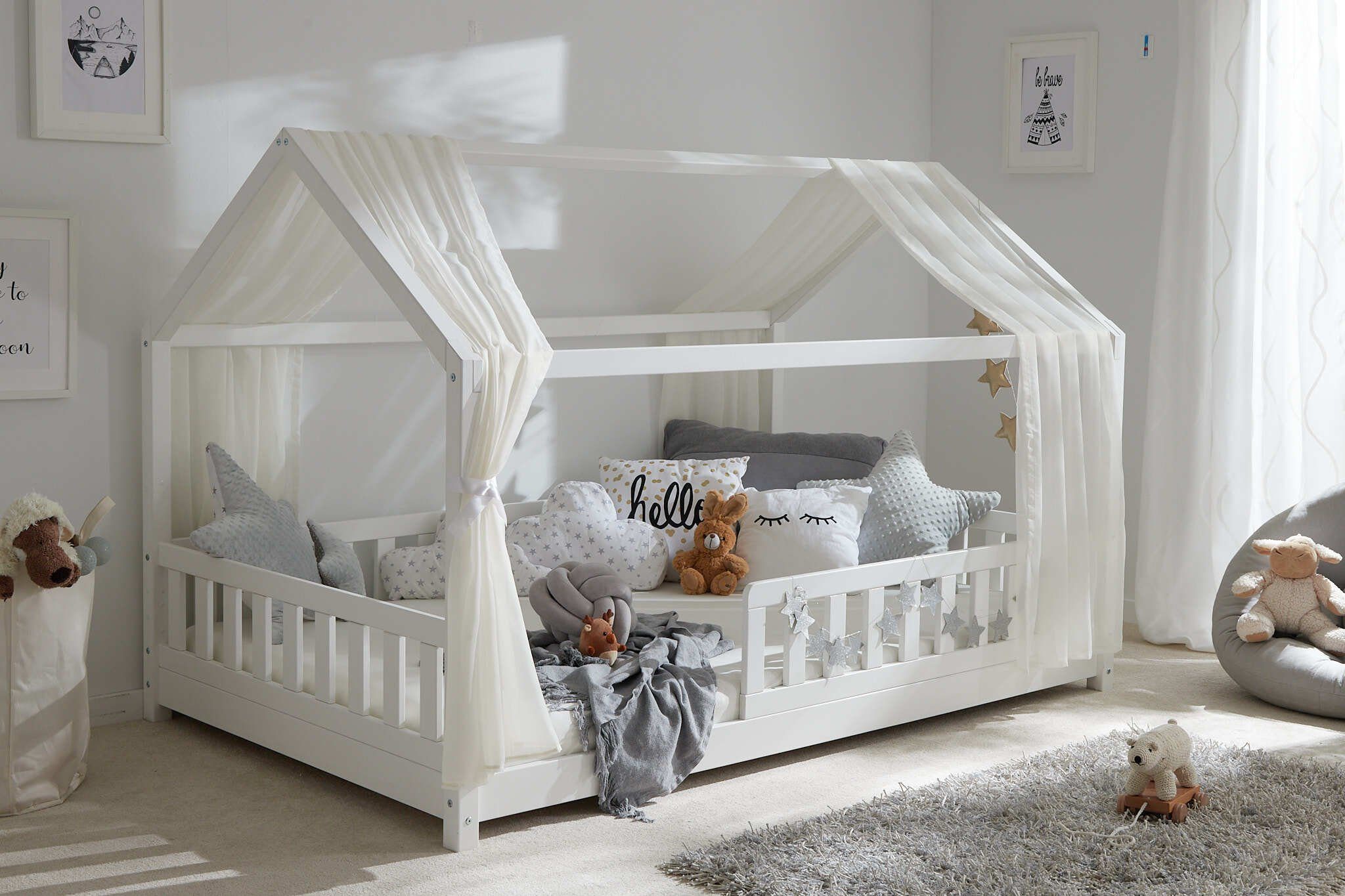 Ticaa Betthimmel Tüll-Set für Hausbett "Kay" creme/beige