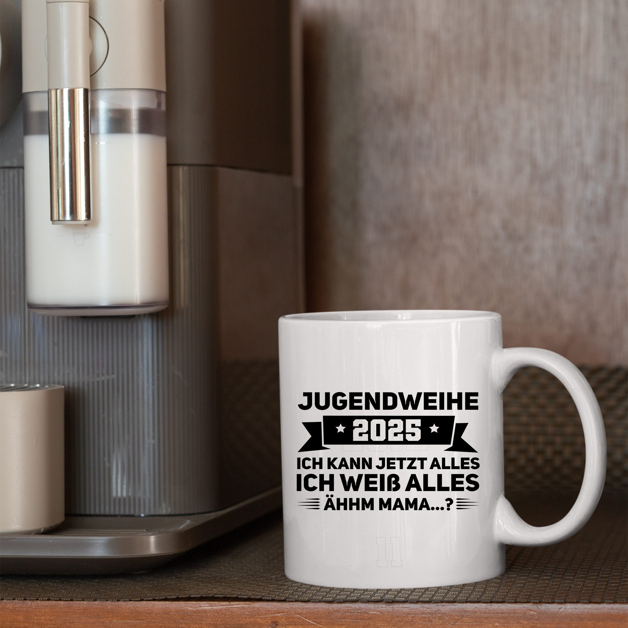 Printmacher Tasse Erwachsen Tasse, Jugendweihe 2025 ich kann jetzt alles, Geschenk, Keramik