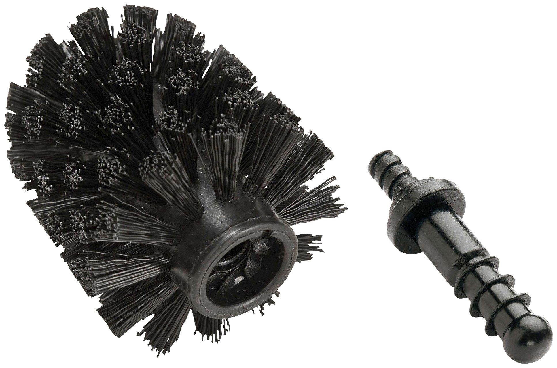 WENKO Ersatzbürste, (Set, 4-tlg), schwarz, Ersatz-Bürstenkopf mit Adapter, Durchmesser 8 cm
