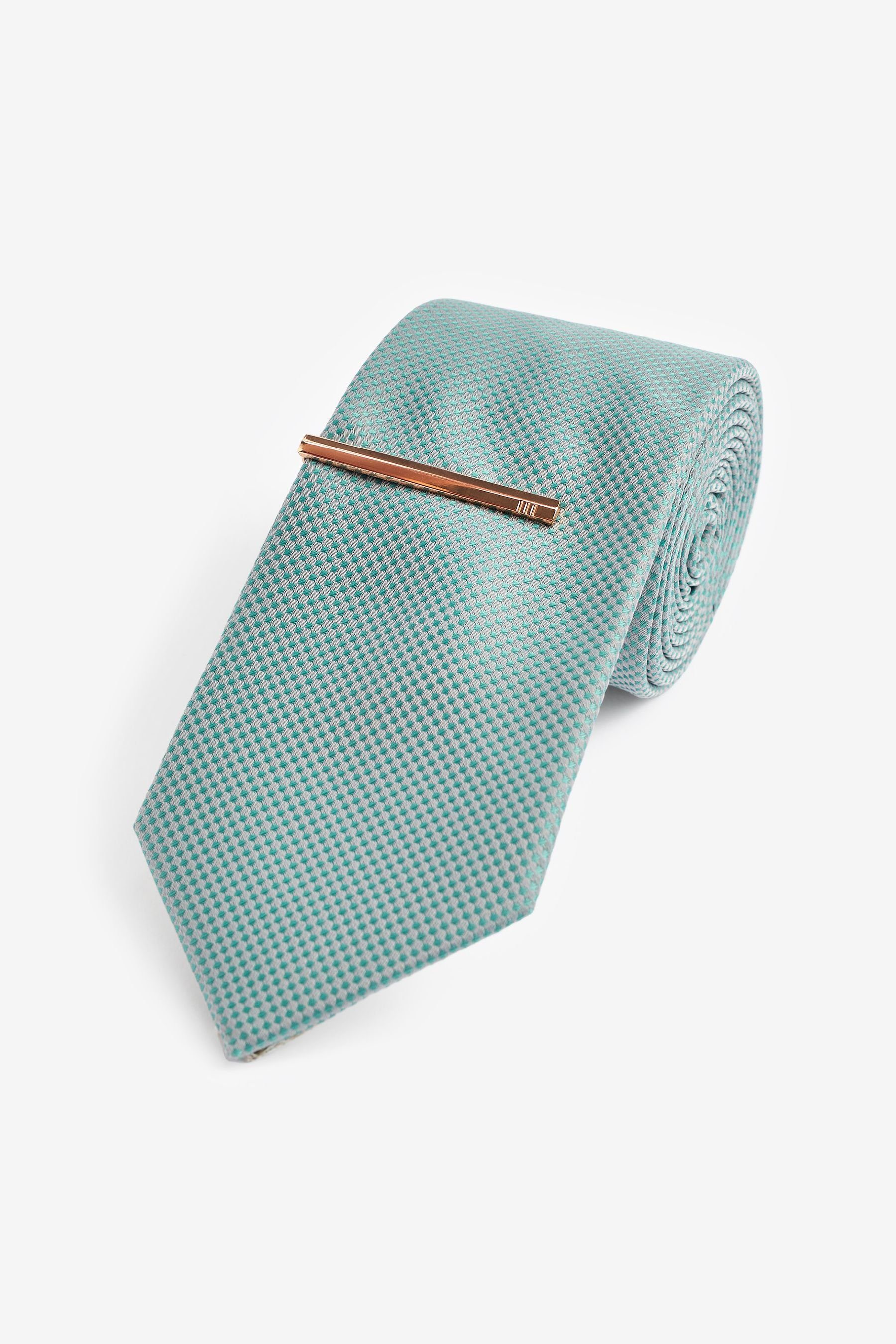 Next (2-St) Krawattenklammer Struktur-Krawatte Green Krawatte mit Sage