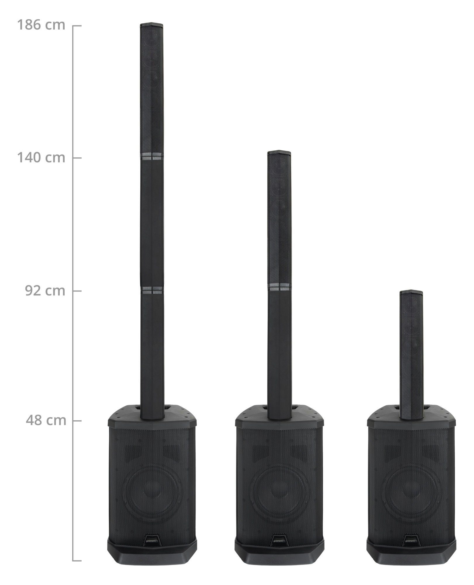 4x McGrey W, E-208LA Array 100 Säulenanlage Breitbandlautsprecher) (Bluetooth, PA-Anlage 2,5" Aktiv Line Lautsprecher mit