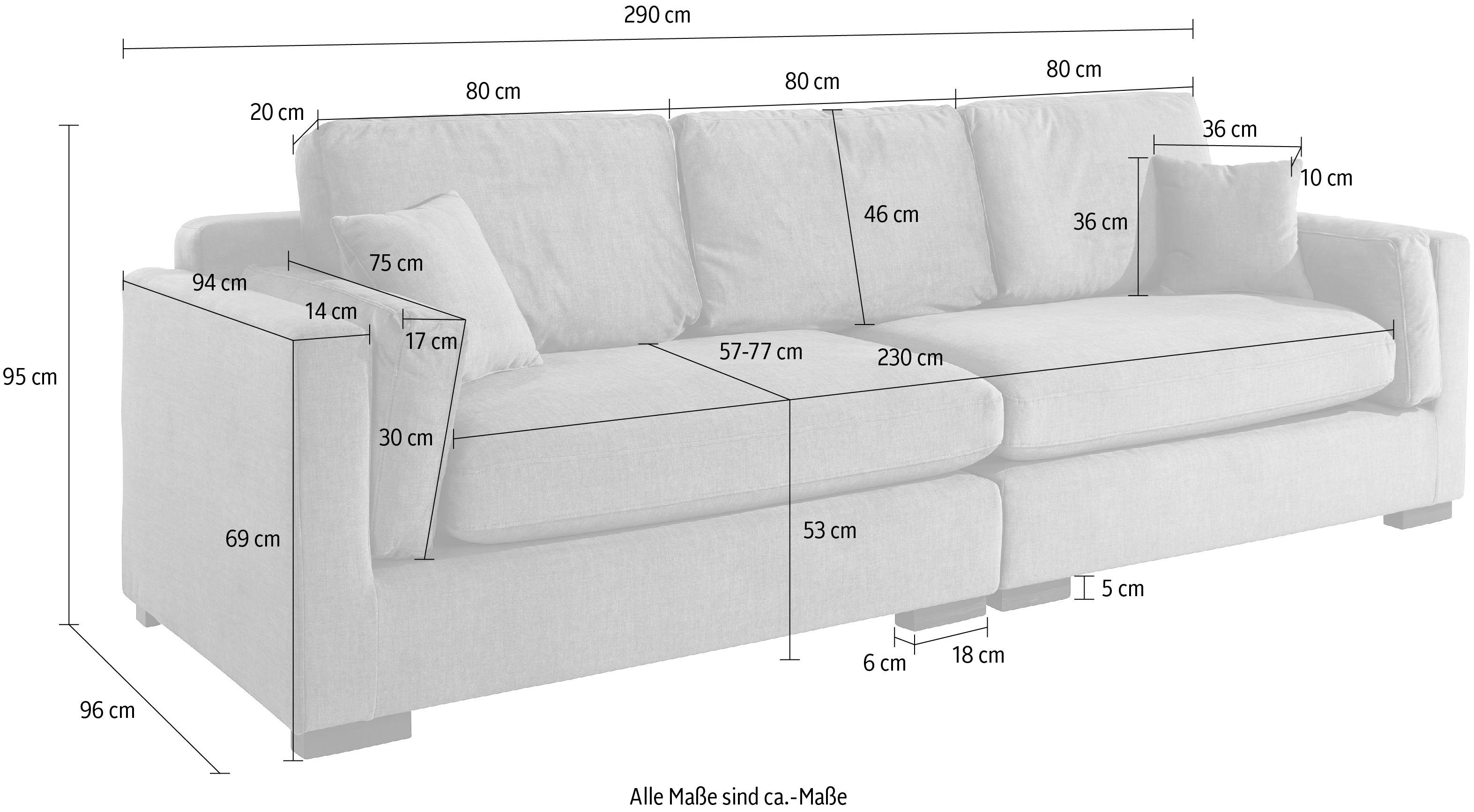 Home affaire Big-Sofa Fresh B/T/H: in vielen und Bezugsqualitäten cm Pond, 290/96/95 Farben