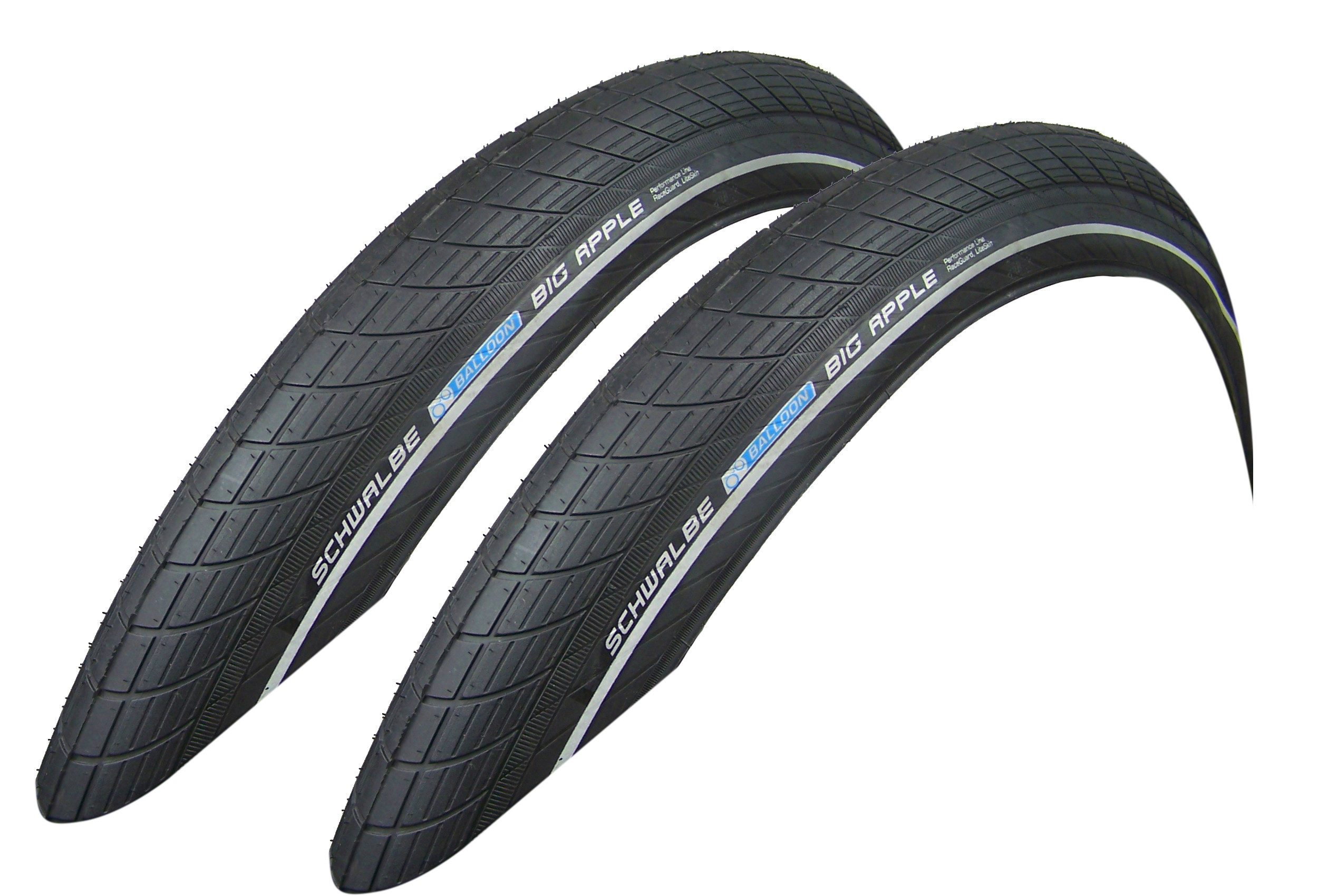 Schwalbe Fahrradreifen 2x Schwalbe Big Apple 55-559 Drahtreifen RaceGuard 26x2.15, (2-tlg), Drahtreifen