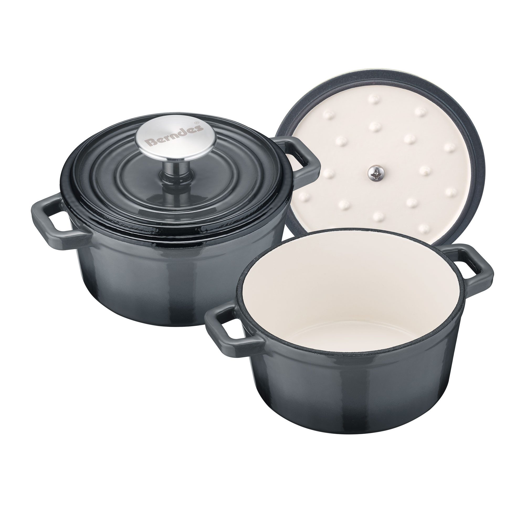 Berndes Topf-Set 14 cm, Gusseisen, grau/schwarz - b.iron, Eisenguss (2-teilig)