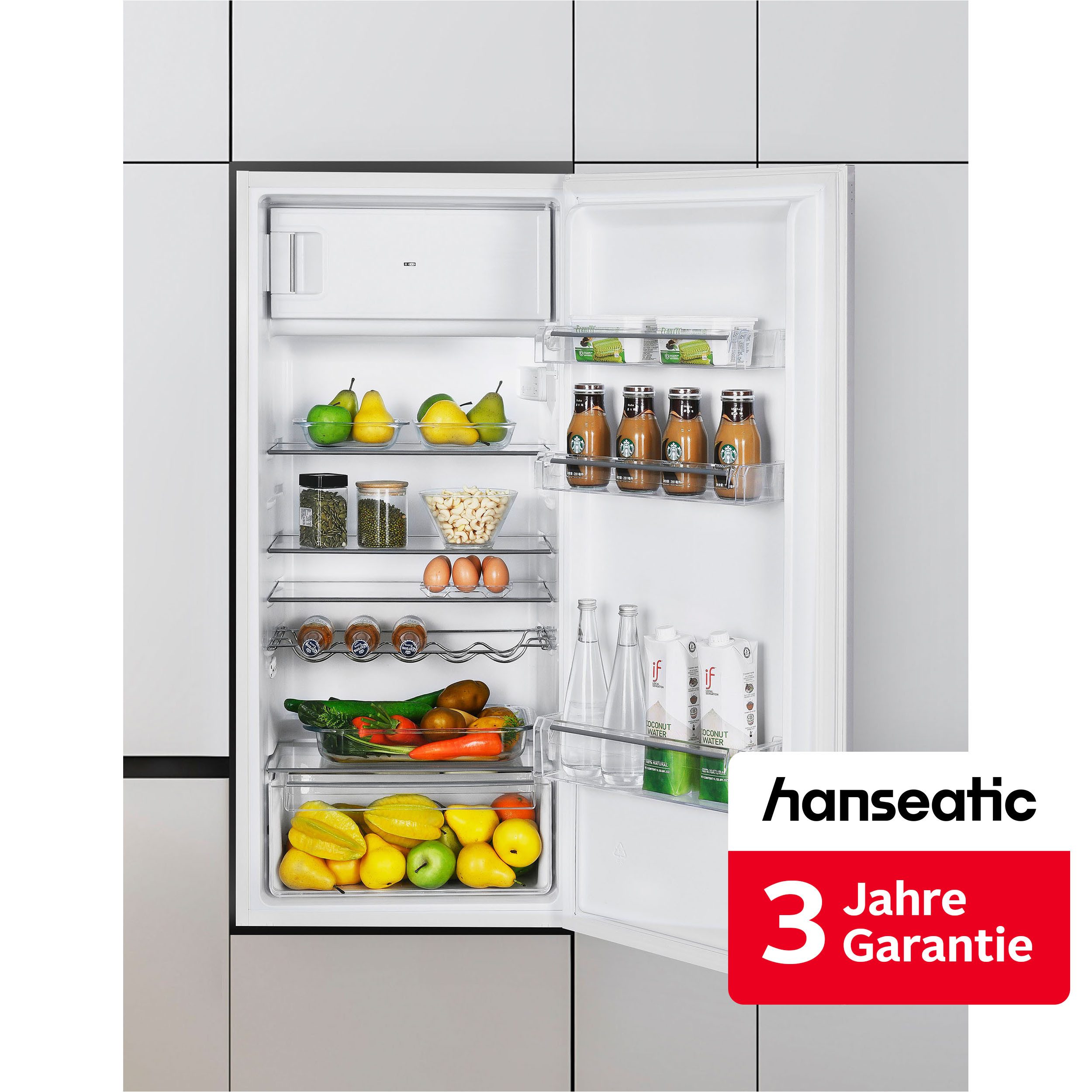 Hanseatic Einbaukühlschrank HEKS12254GE, 123 cm hoch, 54 cm breit, inkl. 3 Jahre Herstellergarantie