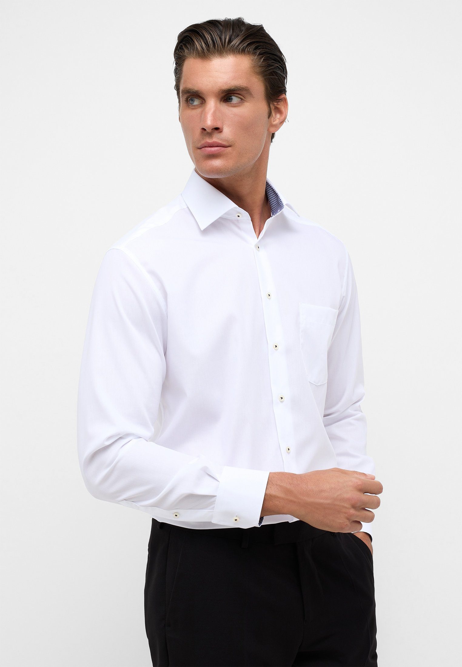 Eterna Langarmhemd MODERN FIT weiß | Blusenshirts