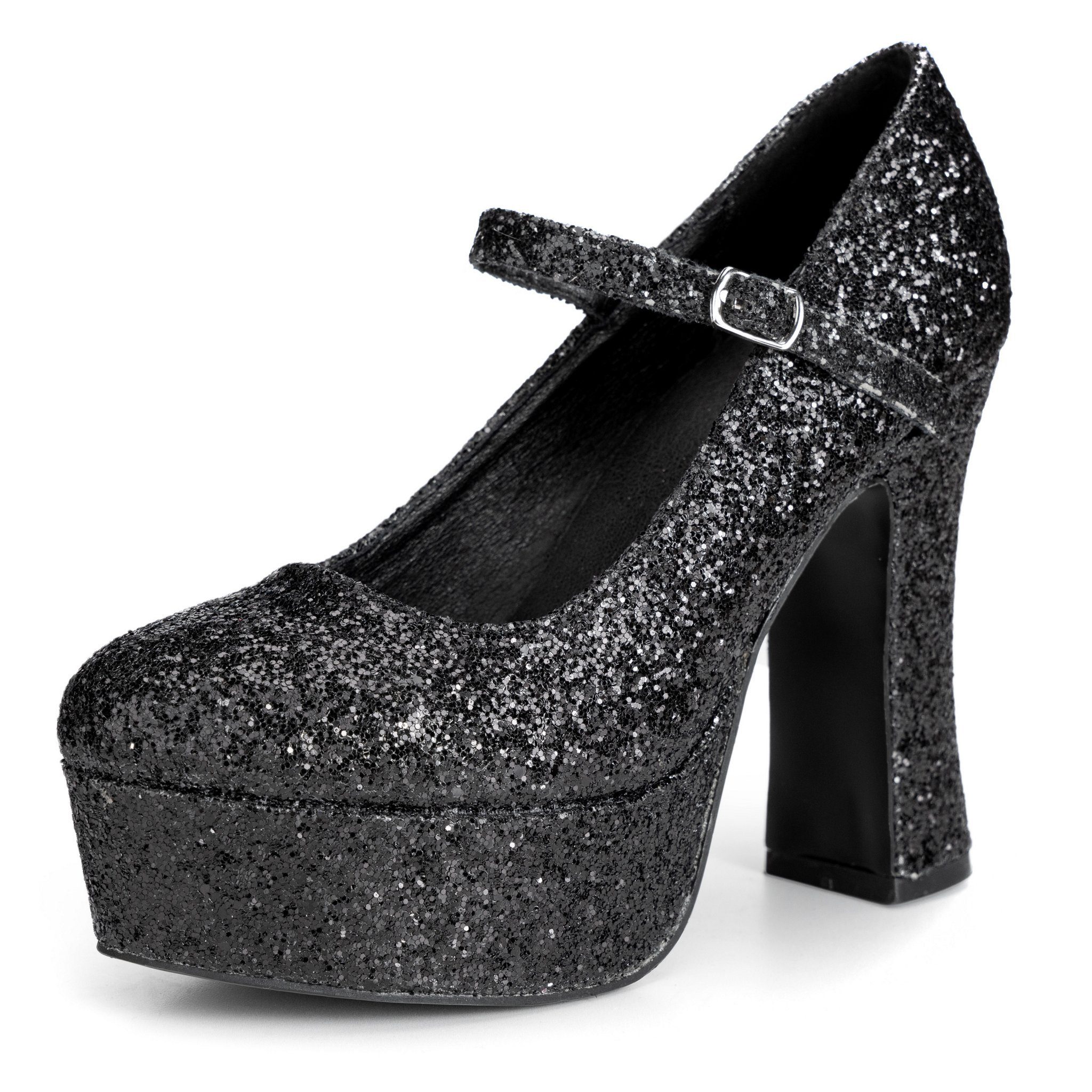 Maskworld Kostum Plateau Schuhe glitter schwarz Glitzernde Pumps in breiter GroBenauswahl