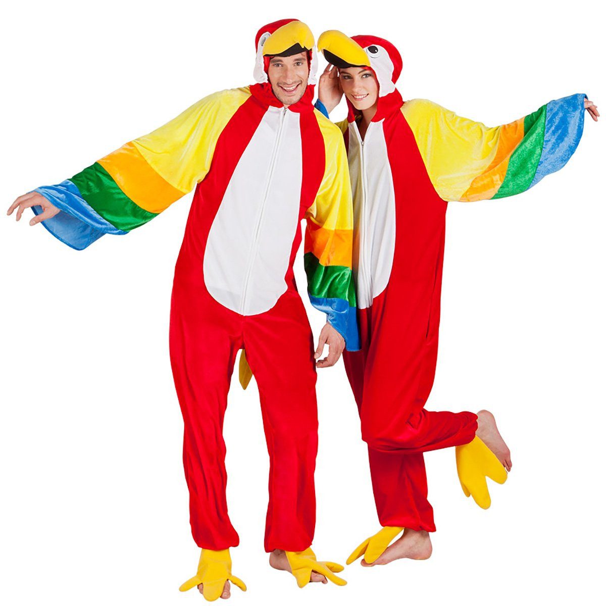 Boland Kostüm Papagei - lustiges Gruppenkostüm Fasching Karneval, Bequemer Overall für schräge Vögel