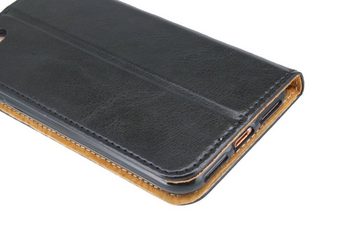 cofi1453 Handyhülle Elegante ECHT Leder Buch-Tasche Hülle kompatibel mit iPhone 7 Plus in Schwarz Wallet Book-Style Cover Schale