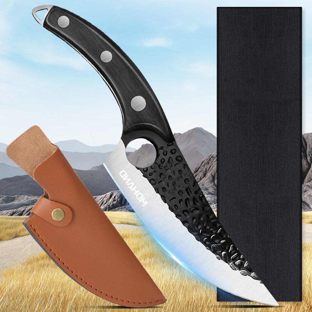 MDHAND Ausbeinmesser Scharfes Edelstahl-Allzweckmesser mit Holzgriff, 14,7 cm Klinge, Full-Tang-Design, inklusive Geschenkverpackung für Küche & Outdoor