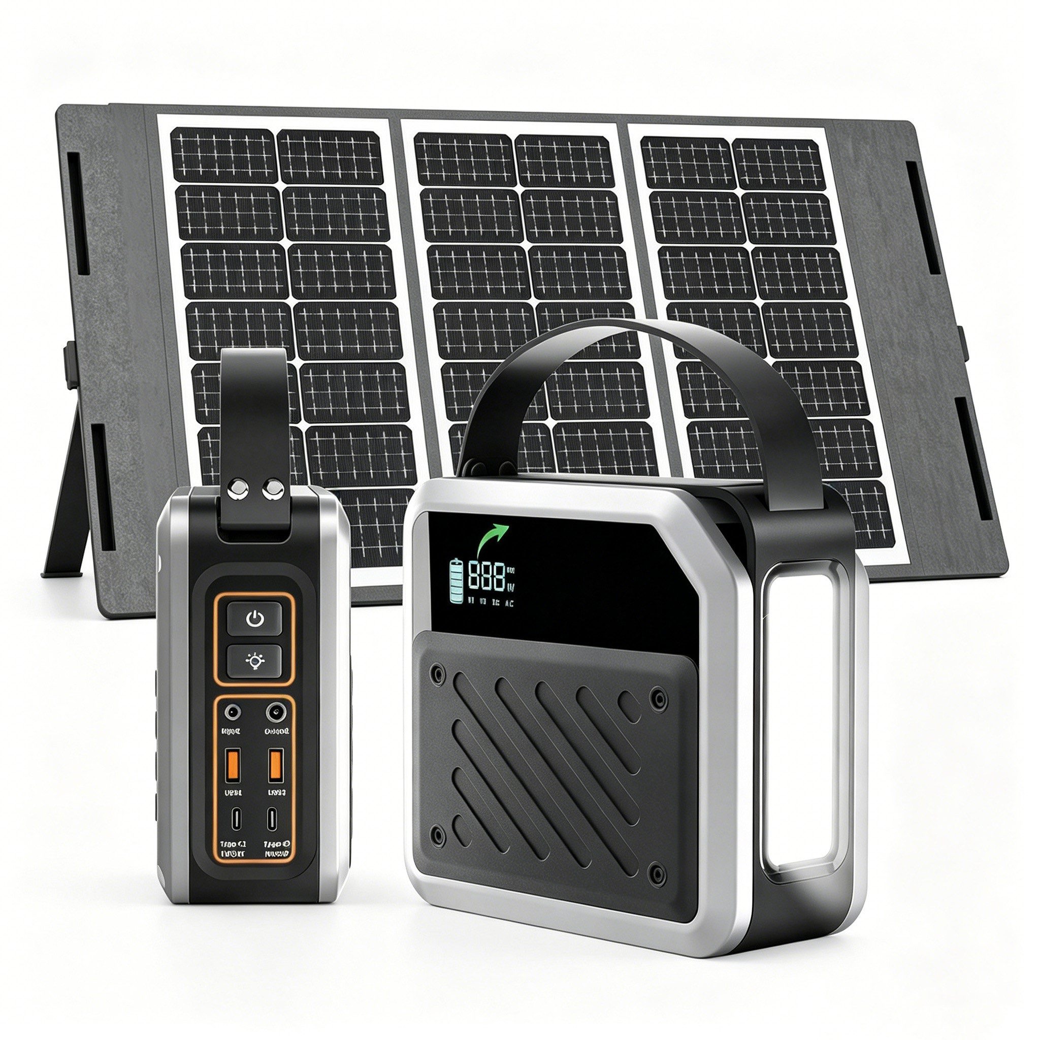 Newsmy Tragbare PowerStation 270Wh/72000mAh, Powerbank 268W Max ,  Powerbank 72000 mAh, LiMnFePO4 Akku, mit Scheinwerfer für Wandern, Reisen & Notfälle