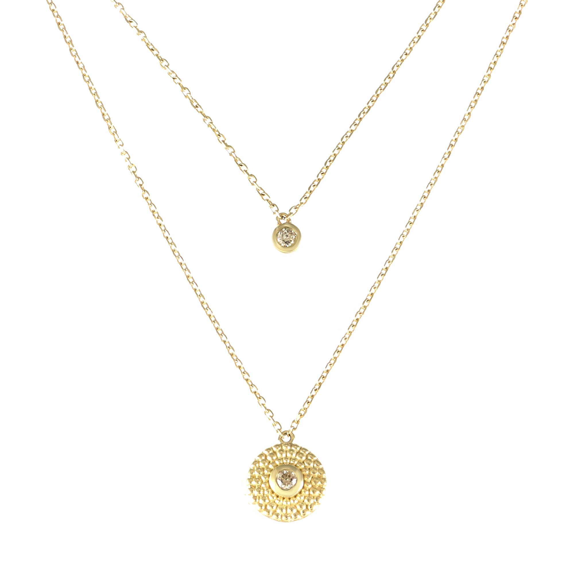 Cavill Goldkette 375er Gelbgold Collier mit 2 VS1 Schokoladen Diamanten, 0,054 ct (1-tlg)