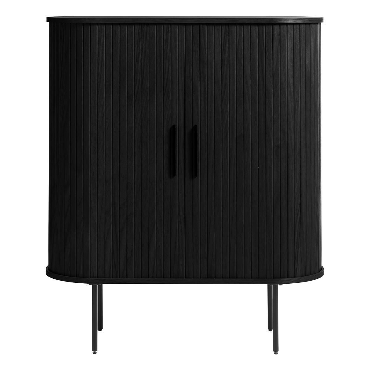 Liadomo Highboard Uriel, Sideboard, Kommode, Stauraummöbel, Schiebetüren Lamellen-Optik, Echtholzfurnier, vier Farben