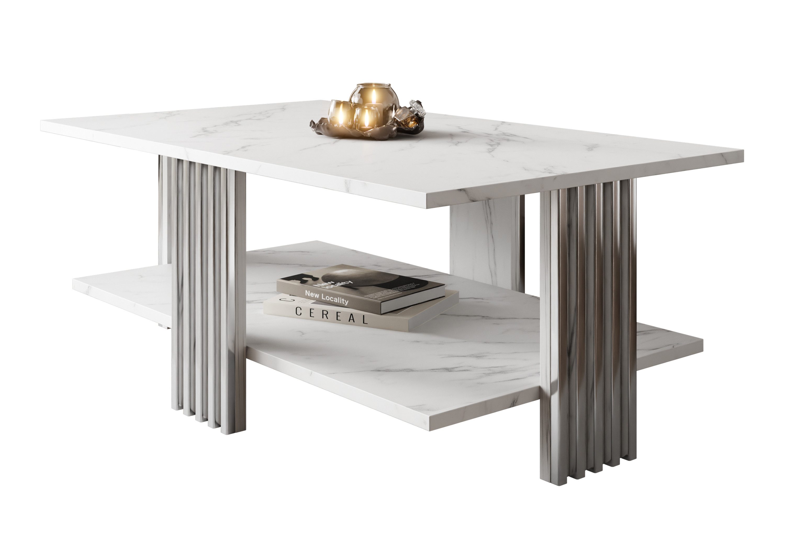 Lookway Couchtisch SAPHIRA SILVER mit Ablage