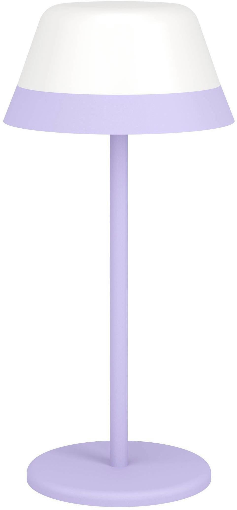 EGLO Tischleuchte Meggiano Tischlampe, kabellos, aufhängbarer Лампыschirm, IP54, Lampe, Dimmfunktion, RGB, USB-Anschluss mit Ladefunktion, LED fest integriert, RGB, Warmweiß, Tischleuchte - H32 x Ø15 cm - lila - 1X1,5W;1X0,8W inkl.