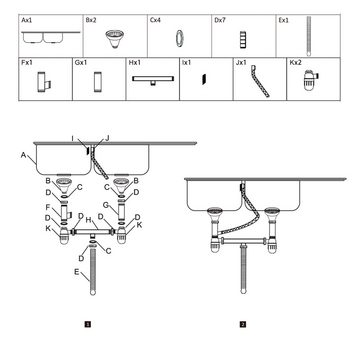 Melko Einbauspüle Edelstahlspüle Küchenspüle Einbauspüle 120CM Edelstahl, Rechteckig, 120/50 cm, (Stück), Ablauf-Stopp