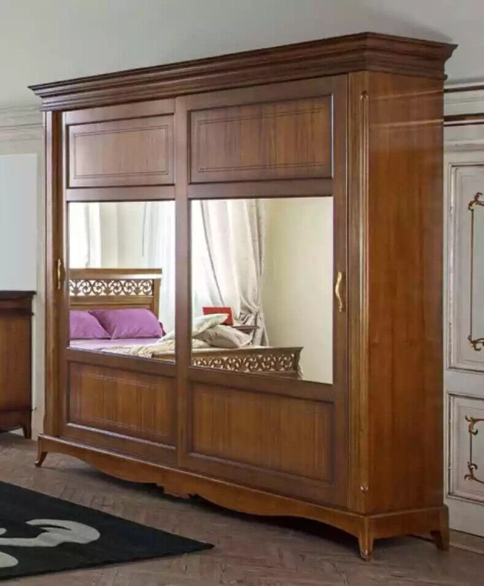 JVmoebel Kleiderschrank Schlafzimmermöbel Kleiderschrank mit Spiegel Massivholz Design Italien (1-St., Kleiderschrank) Made in Italy