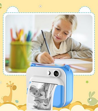 GelldG Kinder Digitalkamera, Print, Fotokamera mit Druckpapier 32 GB Karte Kinderkamera