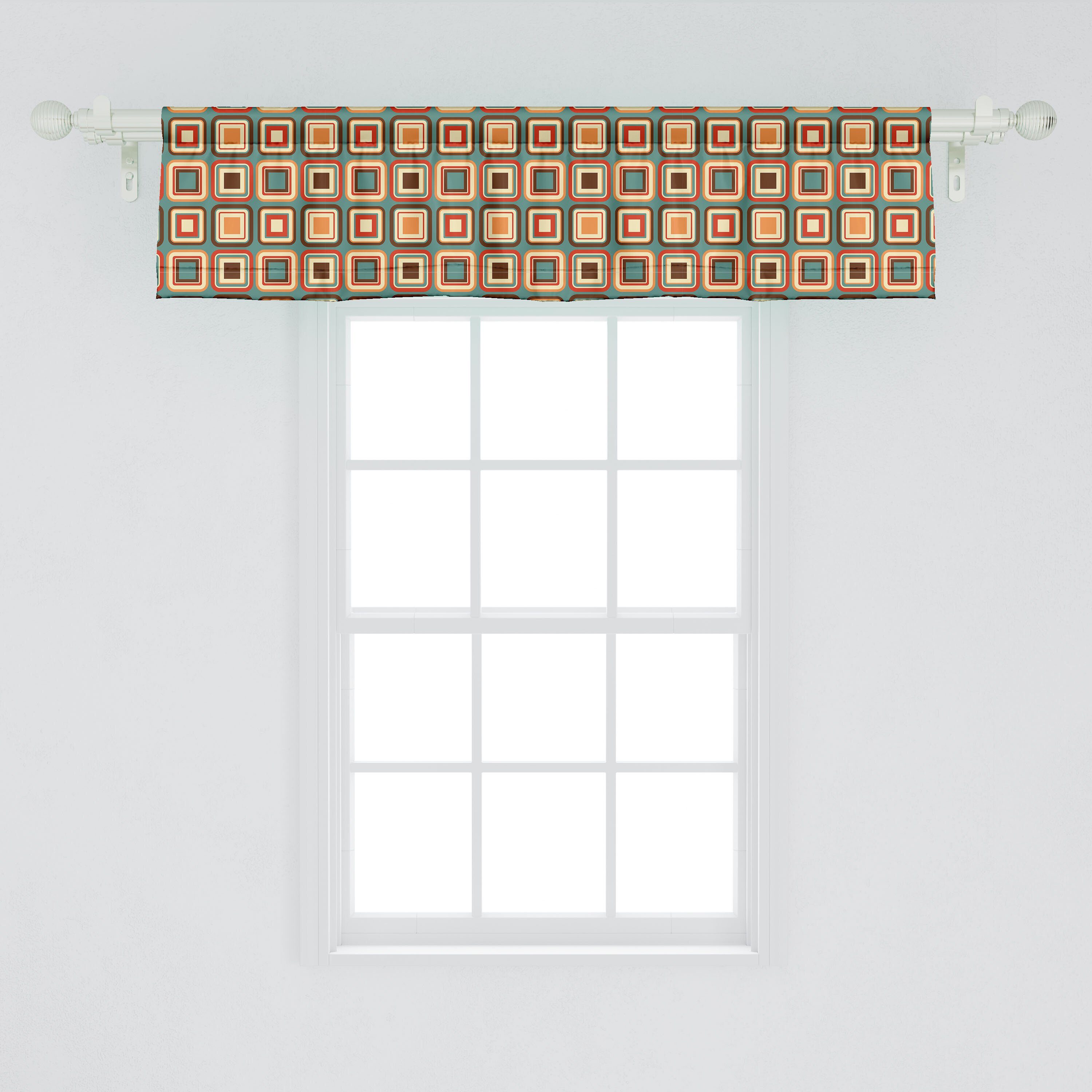 Scheibengardine Volant Microfaser, Modern Vorhang Küche mit Stangentasche, Abakuhaus, Dekor Schlafzimmer Abgerundete geometrisch für