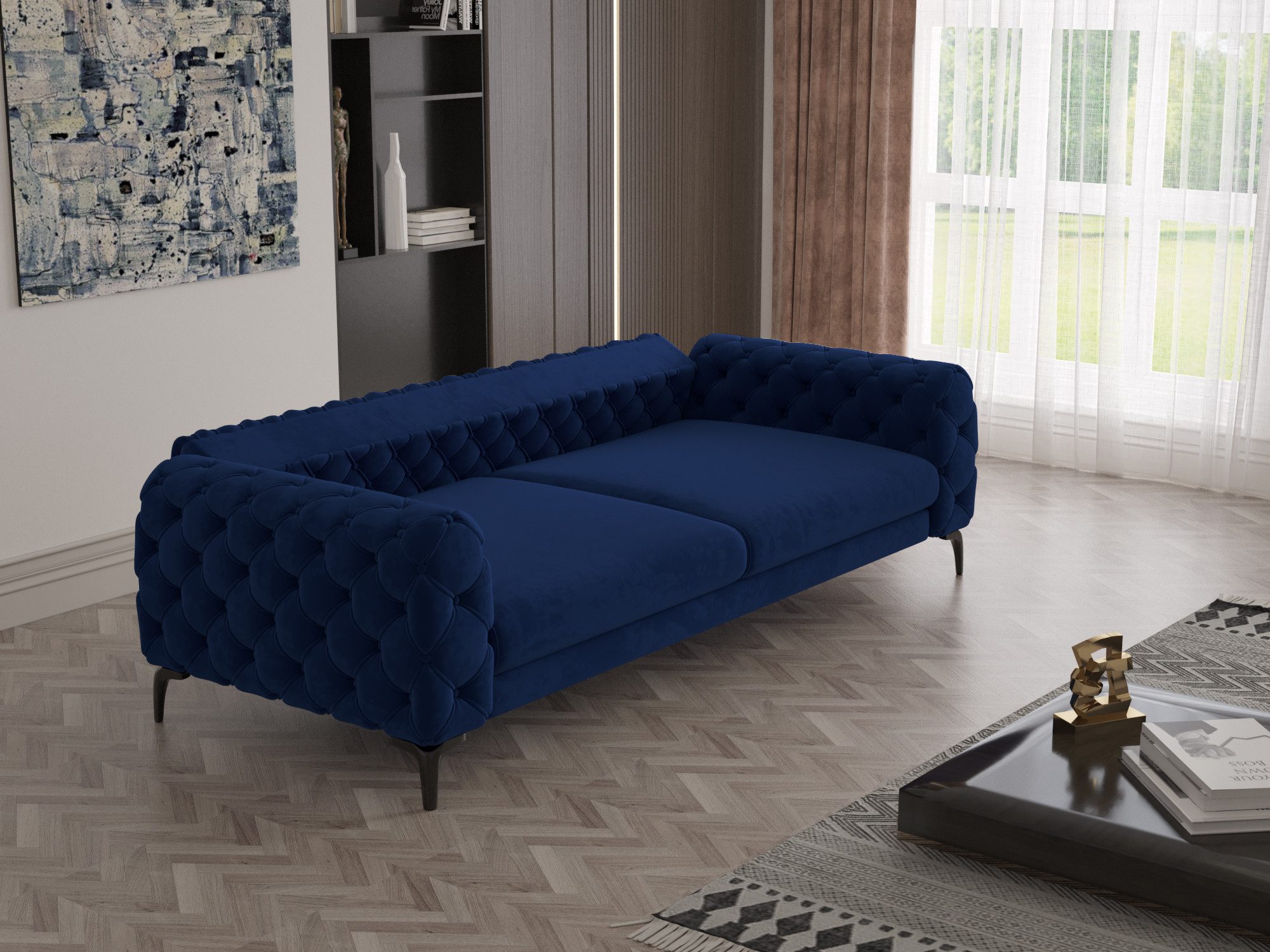 Möbeldreams Chesterfield-Sofa Set Arizona Chesterfield Schlaffunktion 3-2-1 .3-3-1 .3-1 .2-1, 3 Teile, Schlaffunktion – Bild 3 von 4