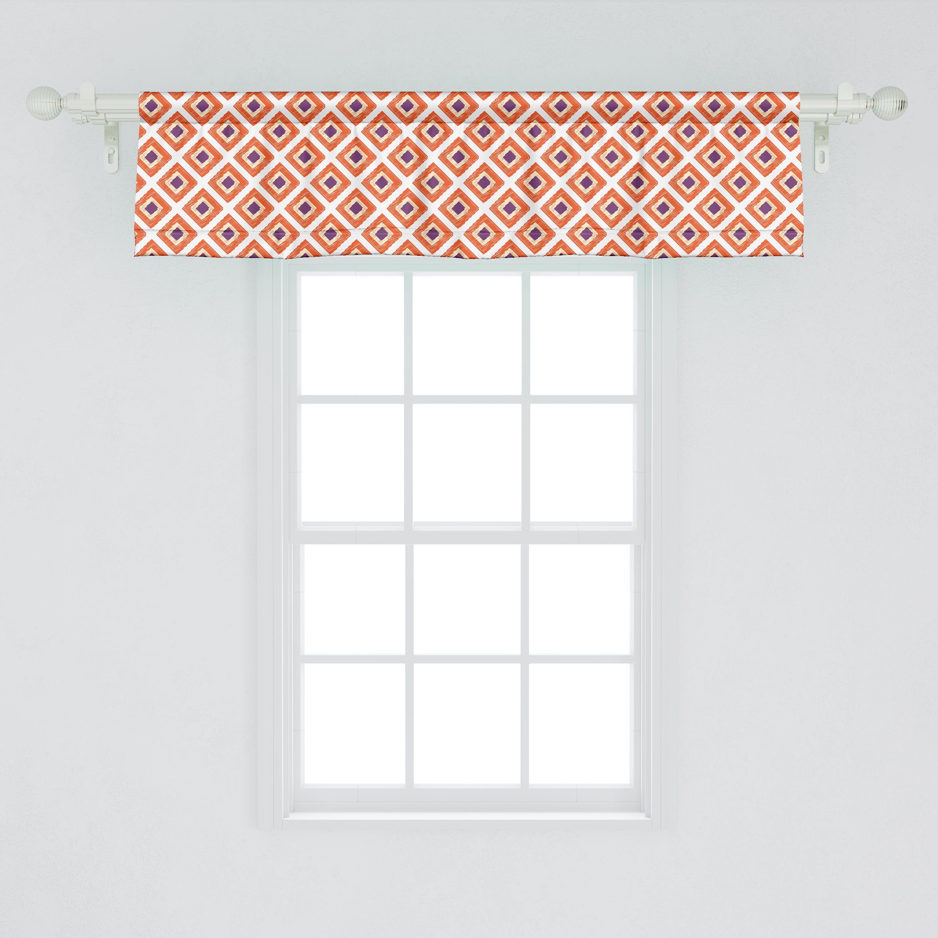 Microfaser, Abakuhaus, Scheibengardine Squares Küche Schraffierte Kunst Dekor Farbe Stangentasche, für mit Vorhang Volant Geometrisch Schlafzimmer