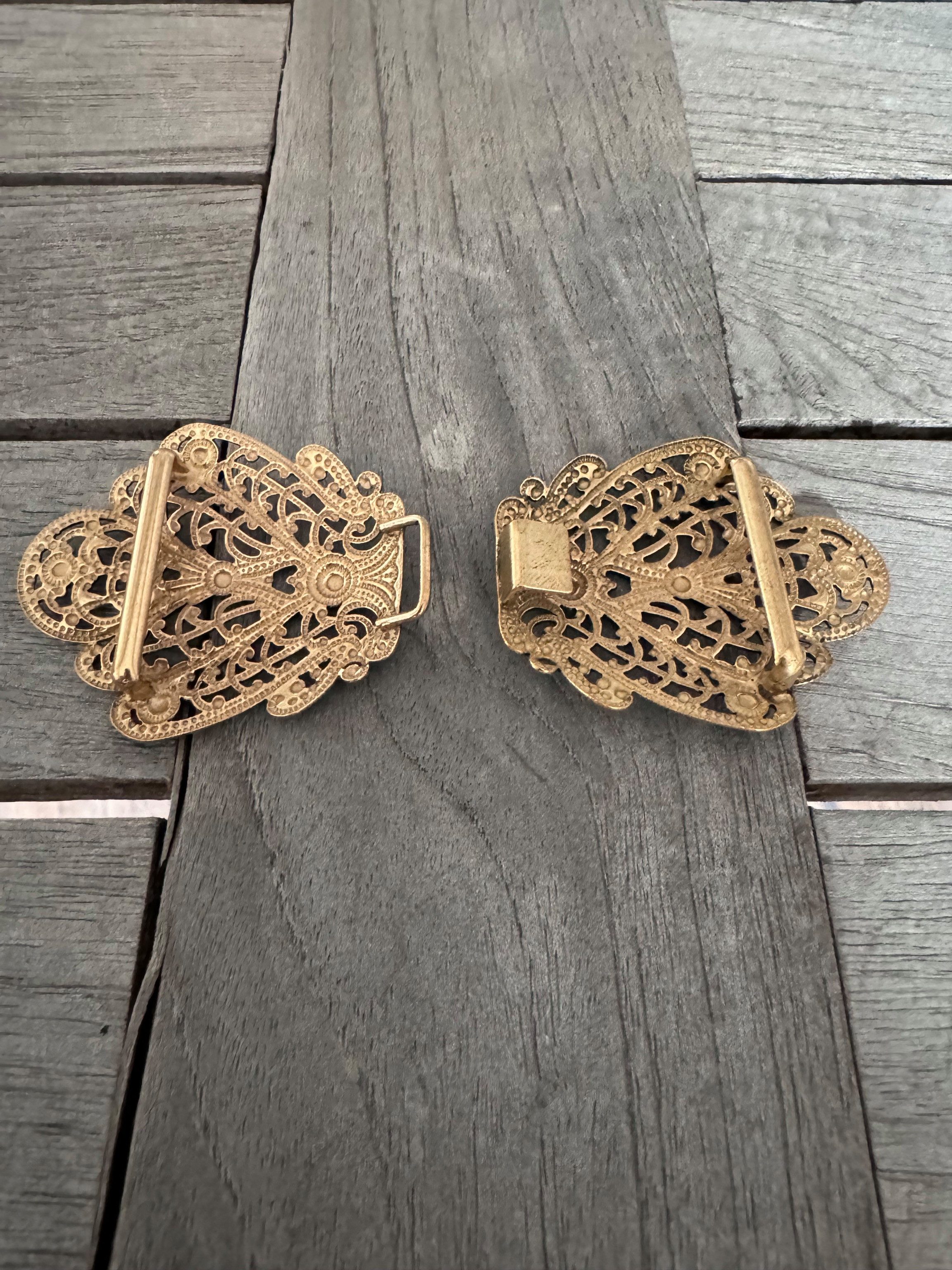 Hartmann-Knöpfe Gürtelschnalle elegante altgold farben Dirndl Trachten Schliesse