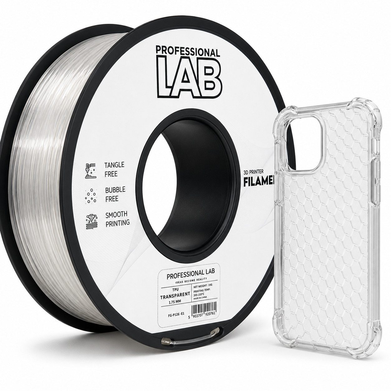 Prof. Lab Filament Flexibles TPU Filament für 3D Drucker 1,75mm 1 kg Filament, 95A Shore