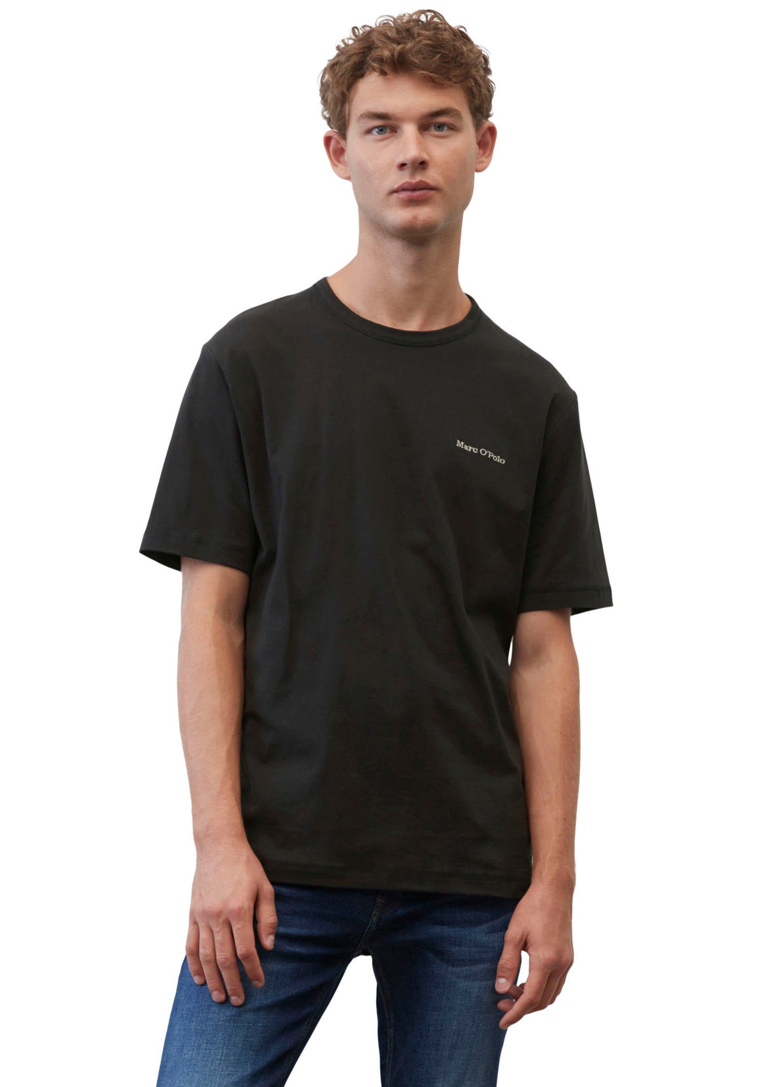 Marc O'Polo T-Shirt mit dezenter Label-Stickerei schwarz