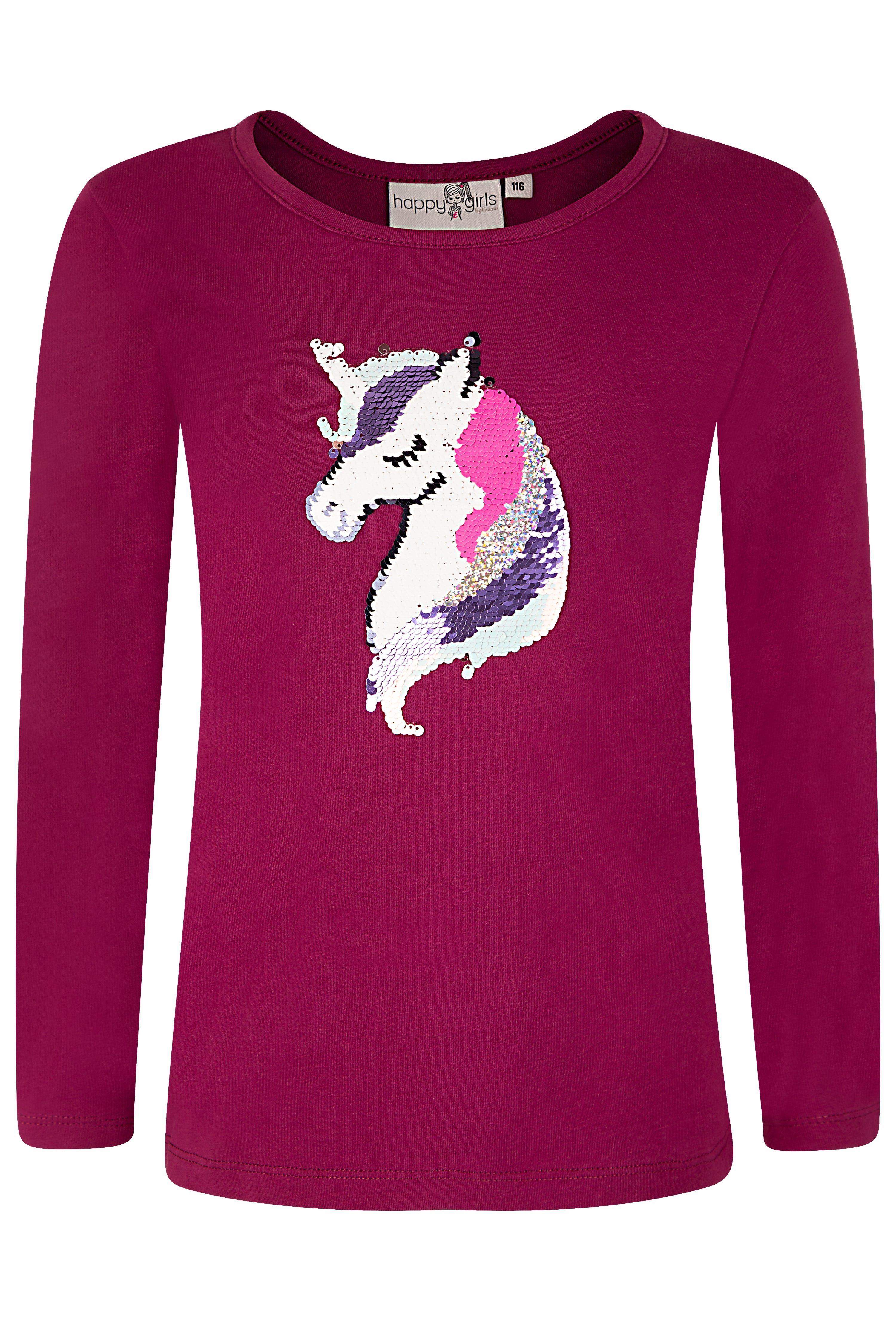 happy girls Langarmshirt mit süßem Einhorn-Motiv aus tollen Wechsel-Pailletten
