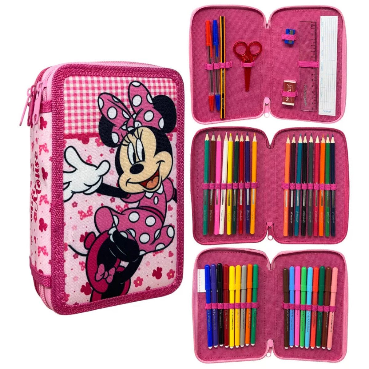 Disney Federmäppchen Disney Minnie Lovely Charm 3-fach Federmäppchen