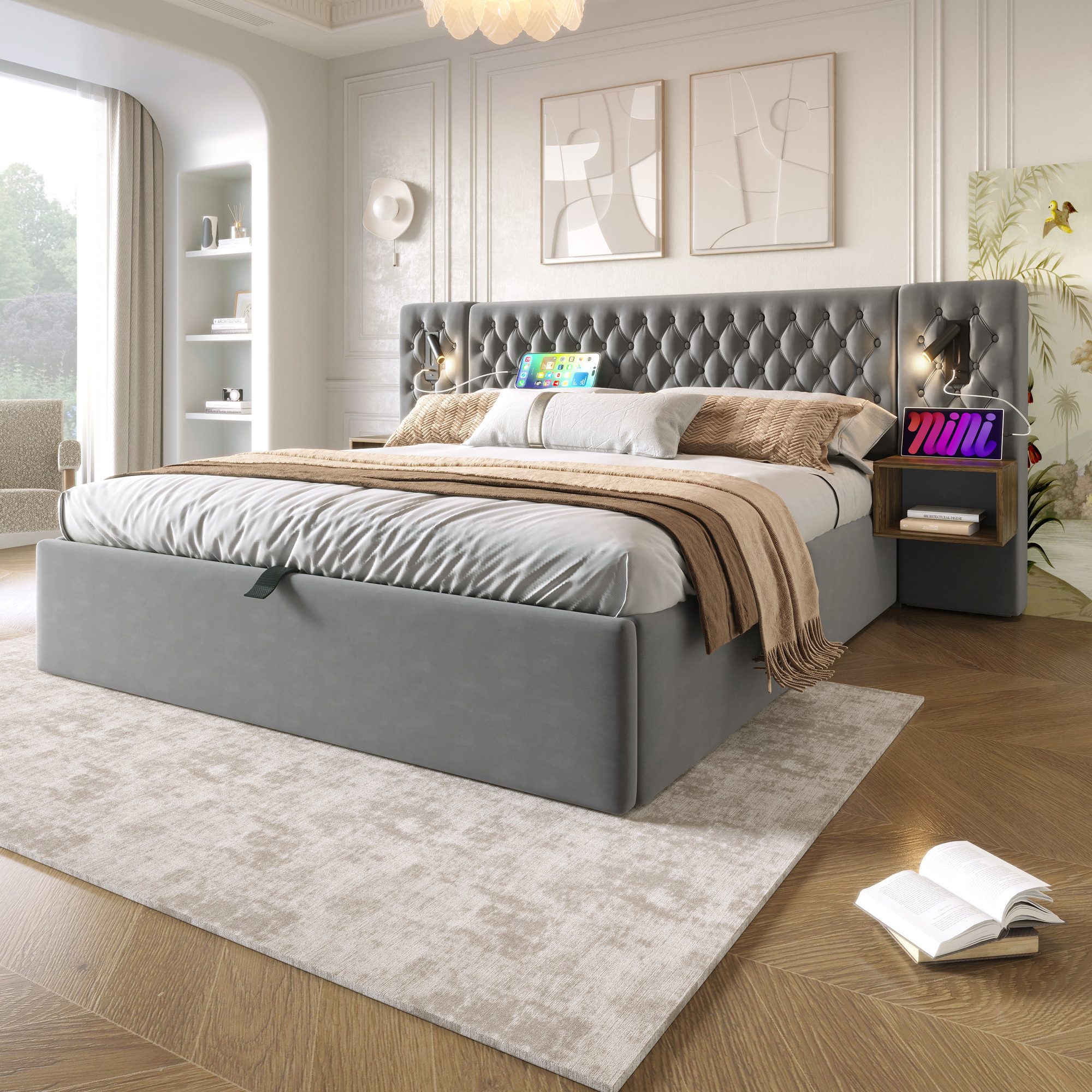 STILVORA Polsterbett Stauraumbett 160×200 Doppelbett Jugendbett günstig online kaufen