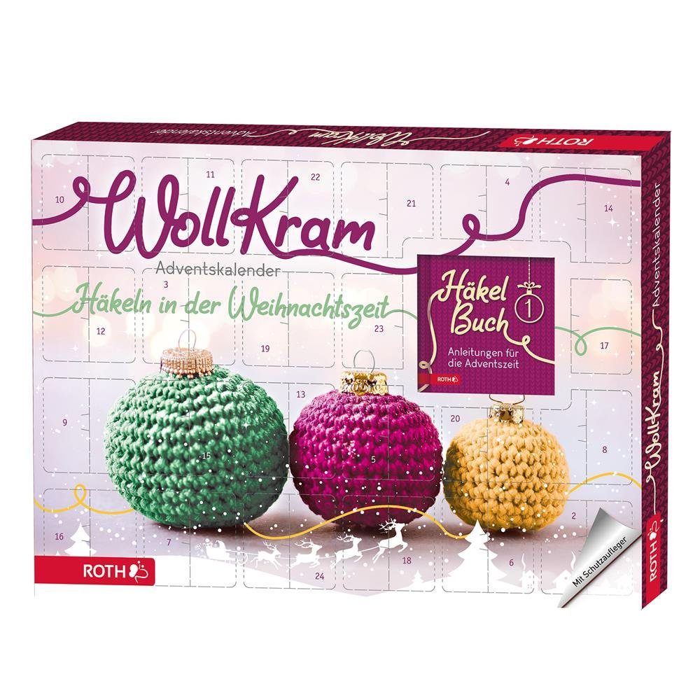 Roth Adventskalender WollKram, mit Garnknäule, Häkelnadel und Füllmaterial, für Erwachsene