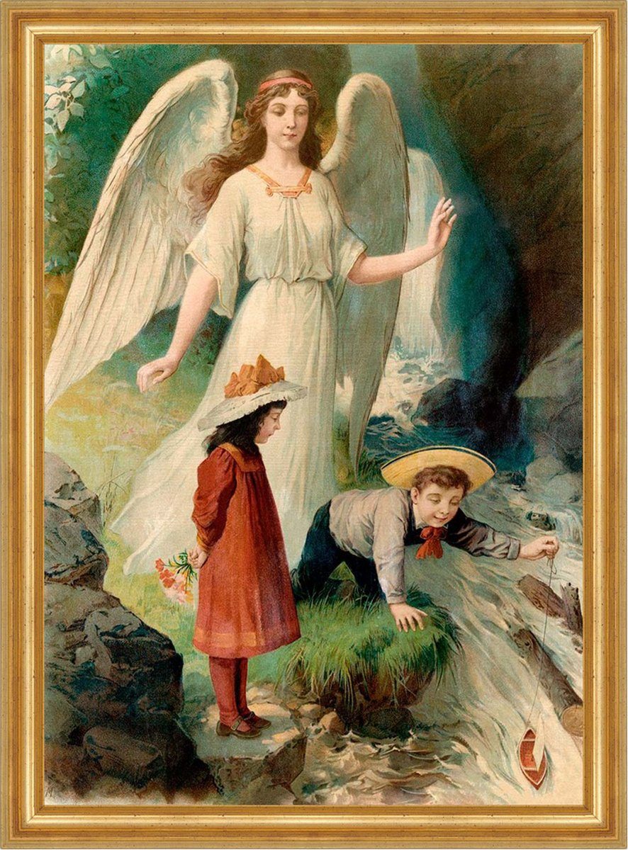 Kunstdruck Schiffchenfahrt Schutzengel Kinder beschützen Sankt A3 0057