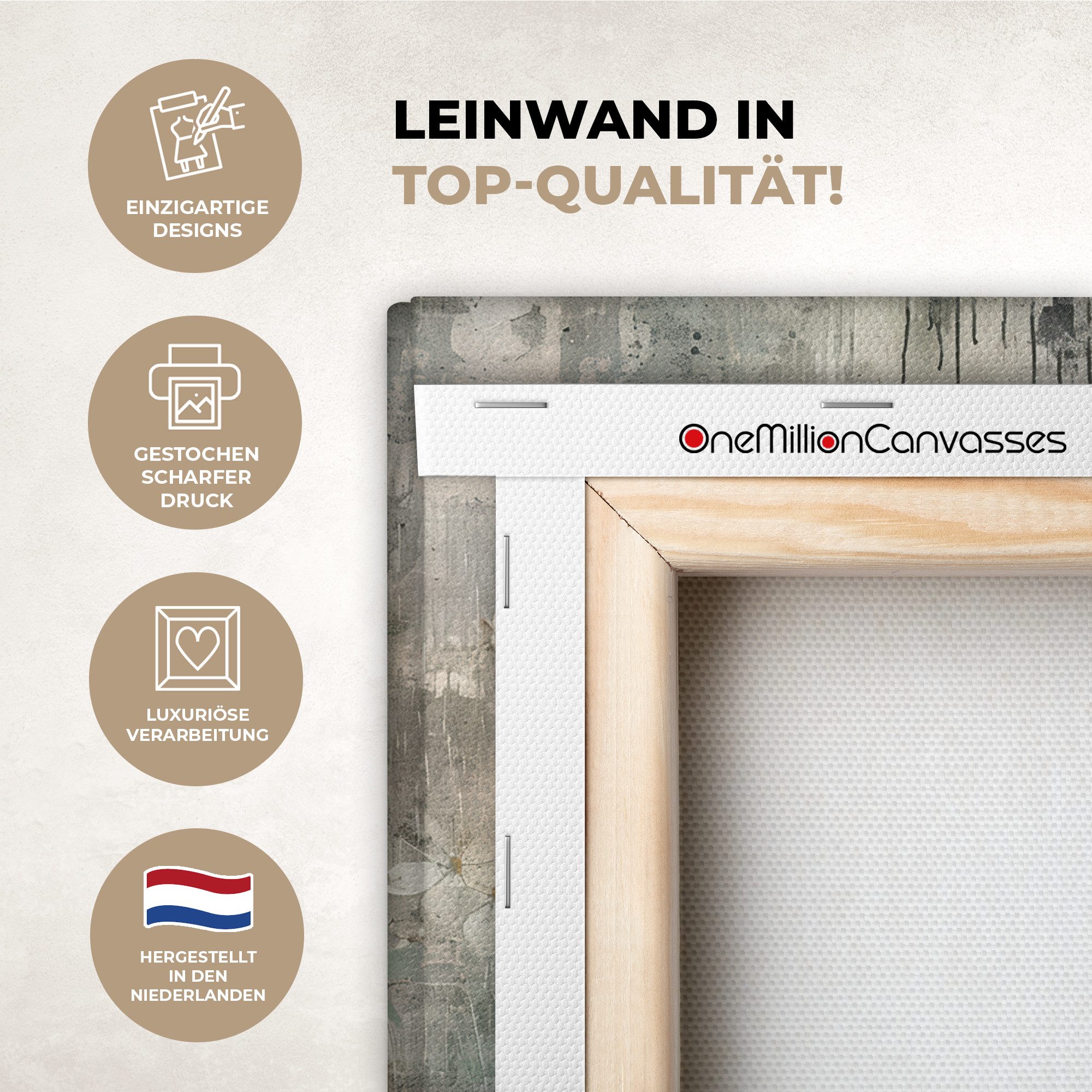 OneMillionCanvasses® Leinwandbild Blumen - Blätter - Abstrakt - Modern, Fotodruck (1 St), Leinwand Bilder Klein, Wand Dekoration Aesthetic 30x20 cm