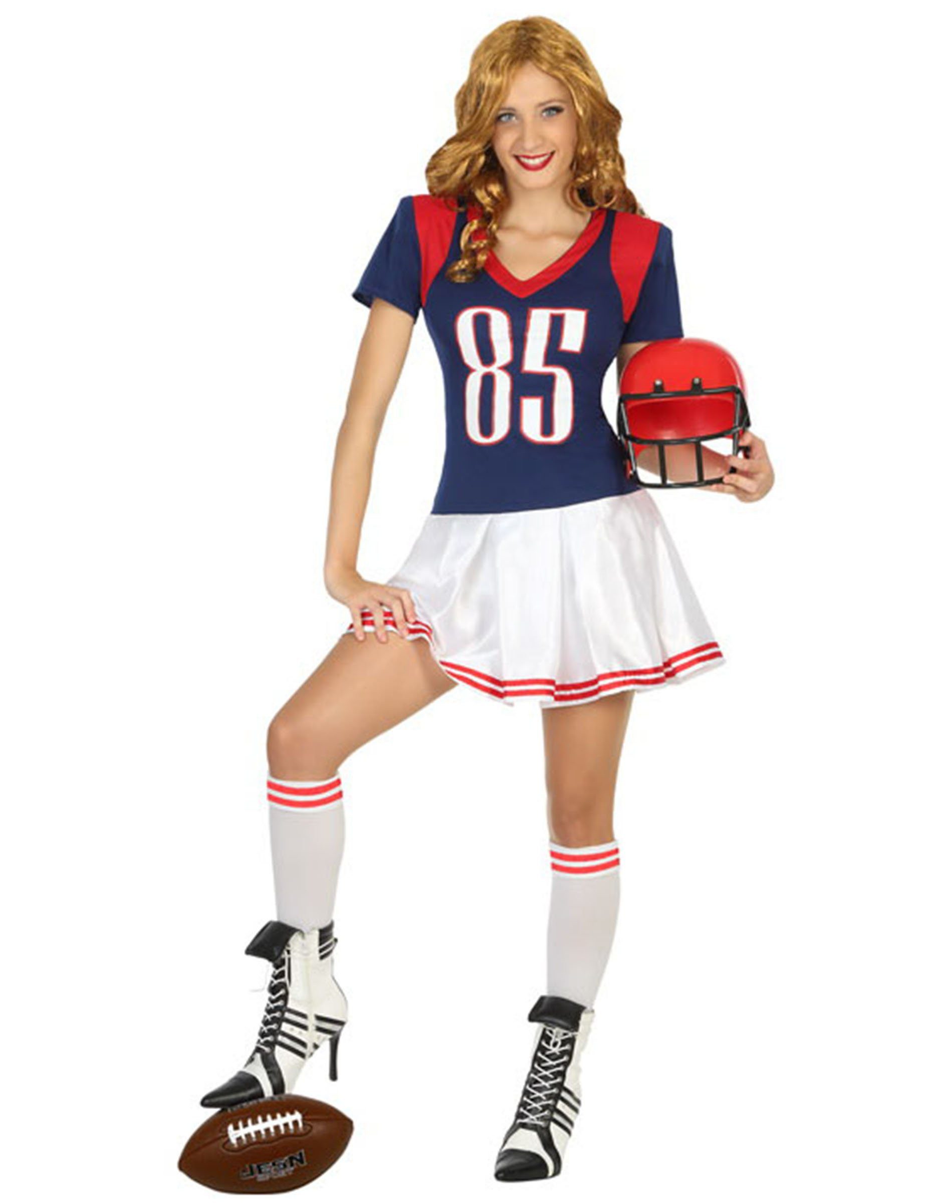 atosa Kostüm Amerikanische Football-Spielerin - Damenkostüm navyblau-weiß