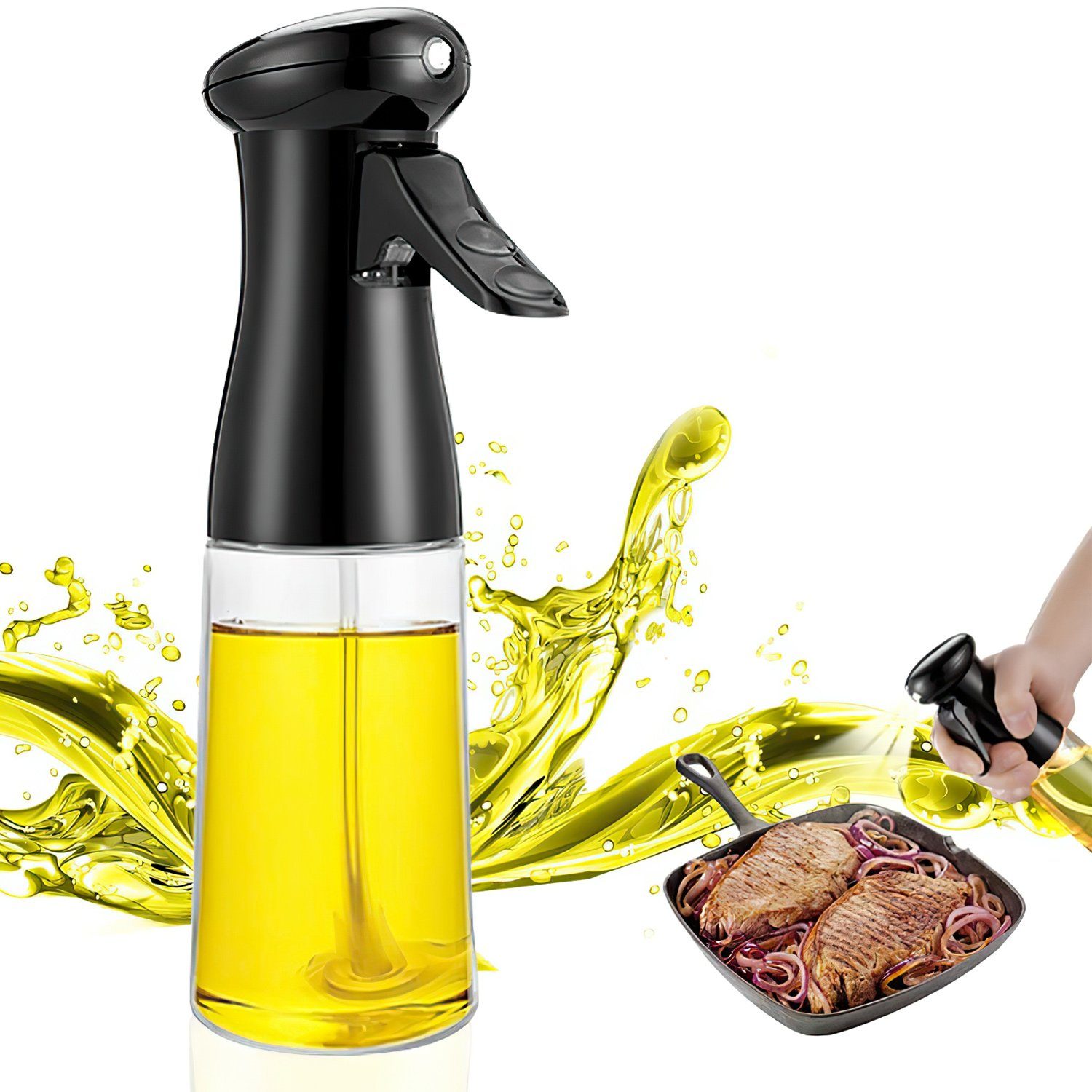 IVSO Essigspender Menage-Set Plastik, Öl Sprüher zum Kochen, BBQ Kochen  Sprühflasche , 210ML schwarz/weiß
