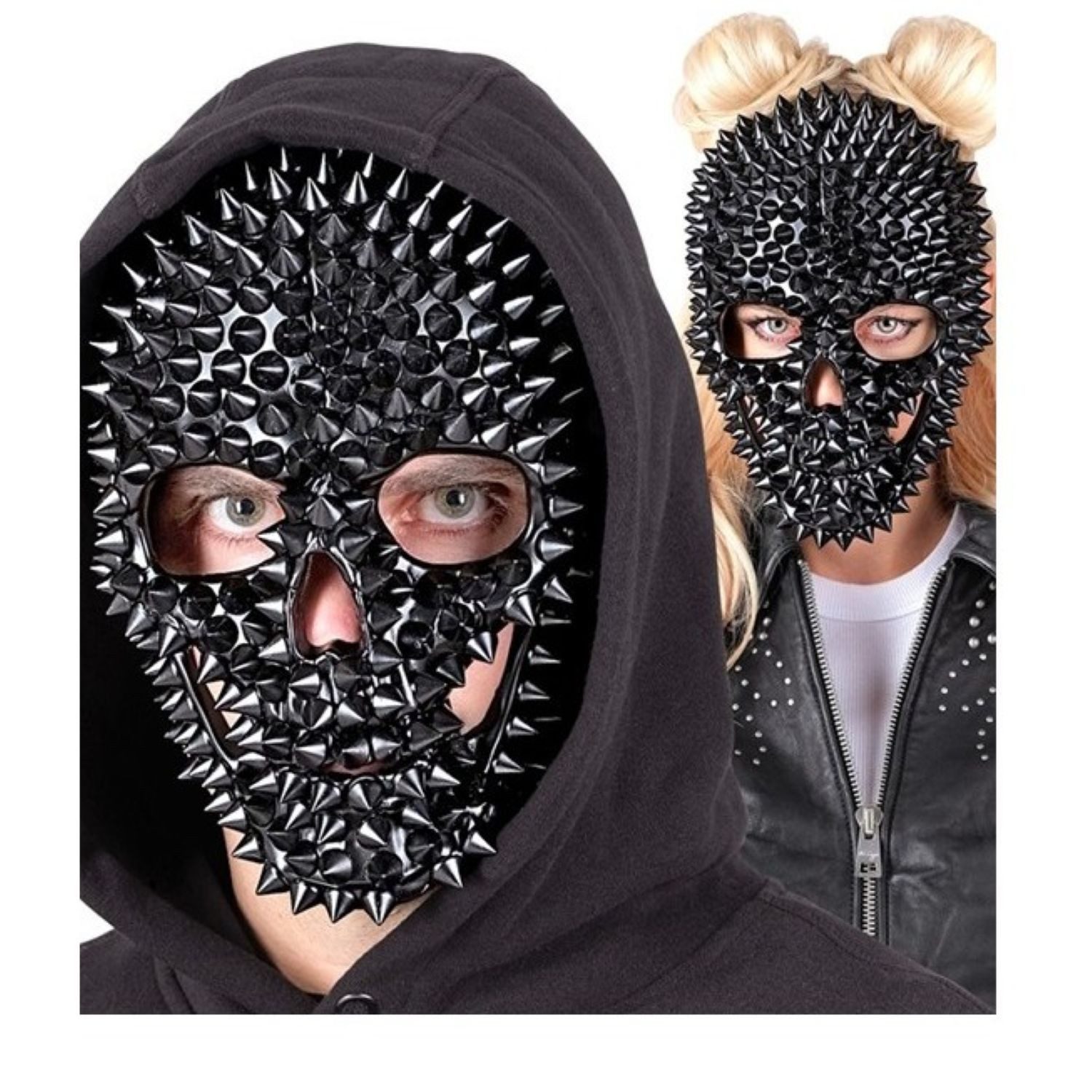 Widmann S.r.l. Verkleidungsmaske Maske Horror 'Totenkopf mit Nieten', Schwarz
