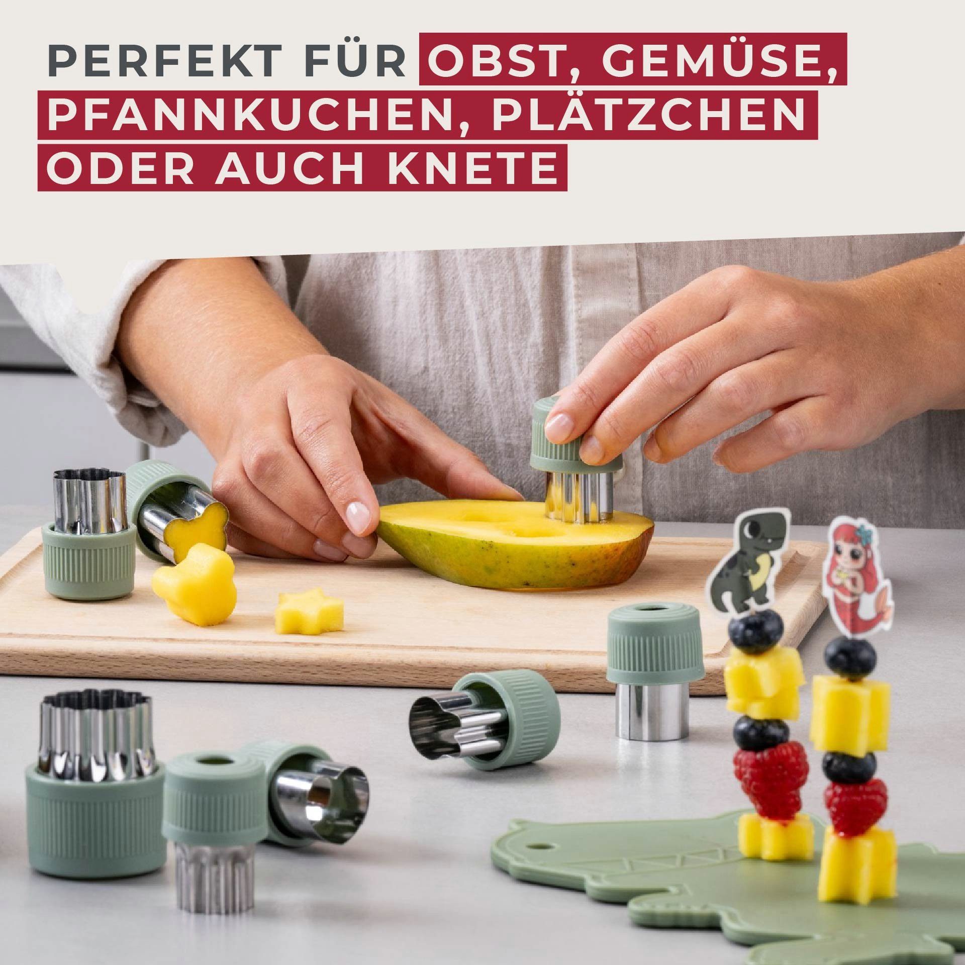 FACKELMANN Kinderbesteck Gemüse-Ausstechformen, Mini-Ausstecher, Kreativ-Küchenhelfer