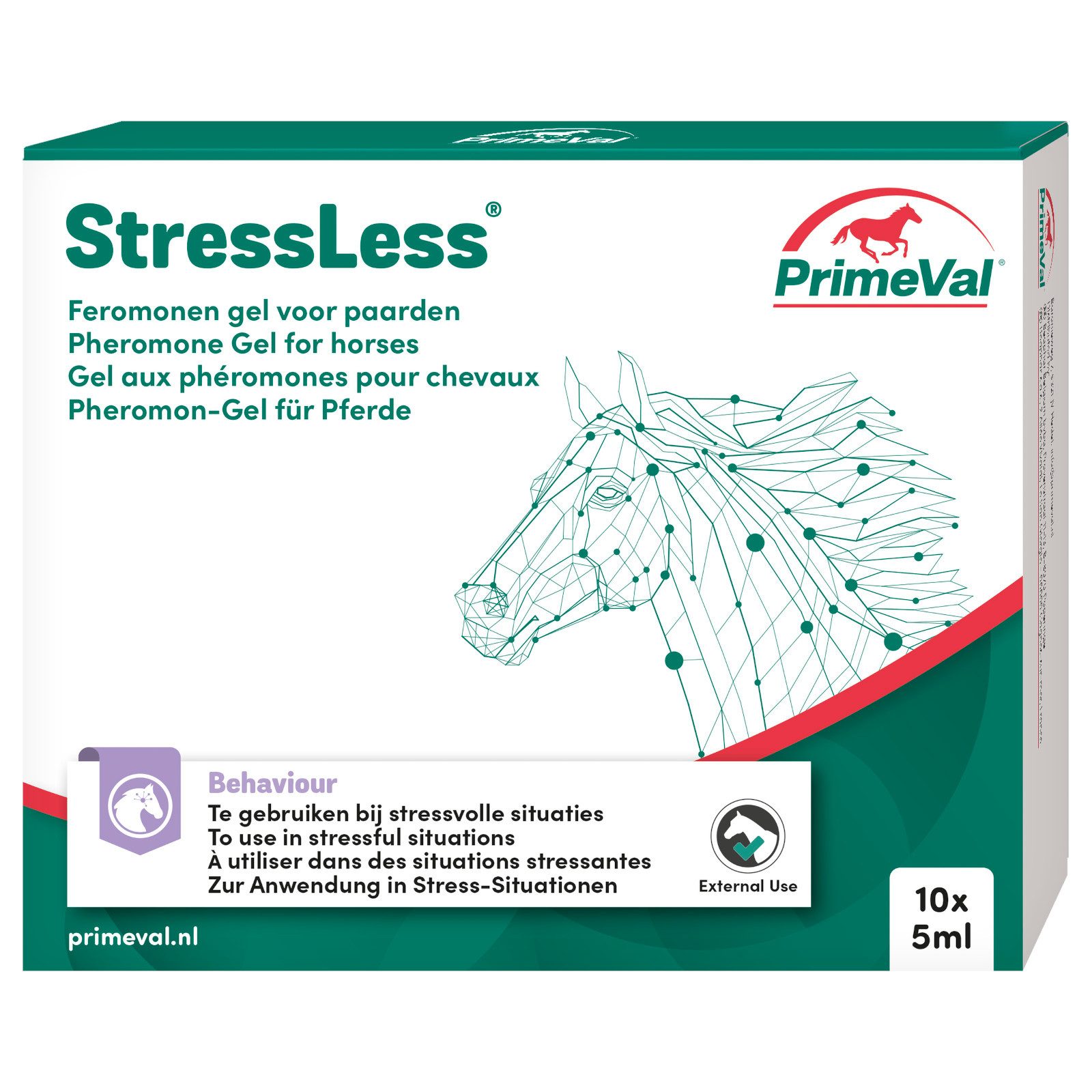 PrimeVal Stressless Pheromon-Gel für Pferde, beruhigendes Ergänzungsfuttermi...