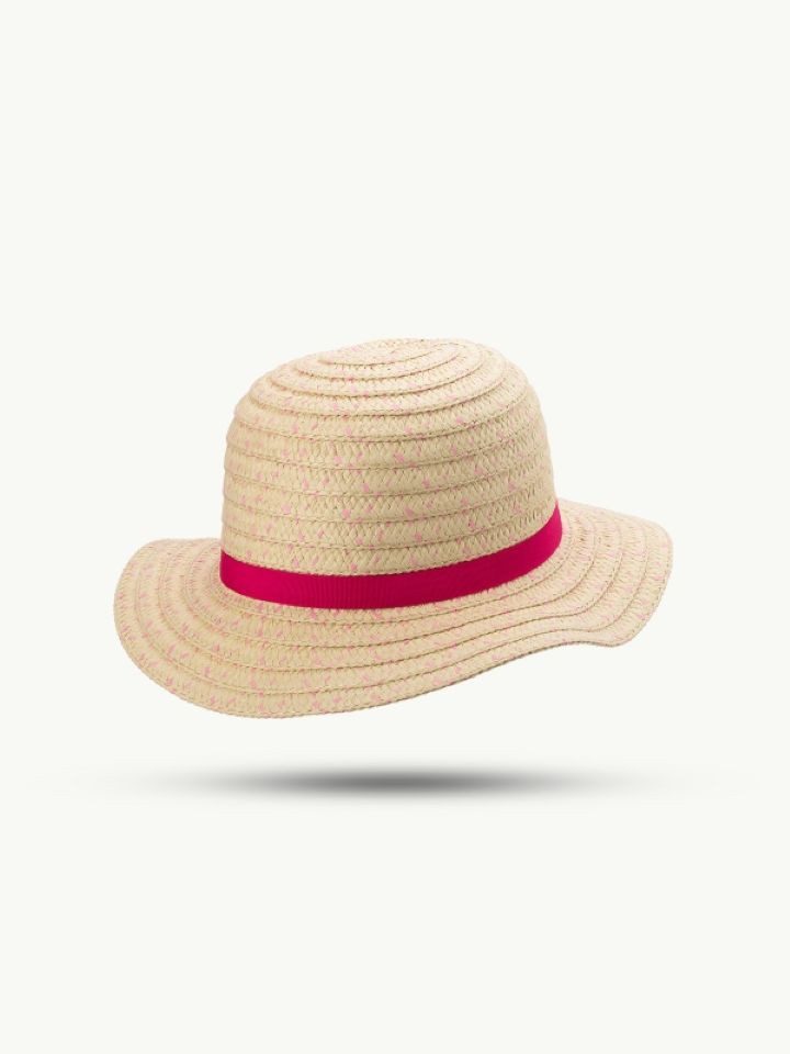 Scippis Strohhut SCIPPIS Sommerhut „Lany“ – aus Papierstroh, Natur, mit rosa Akzenten