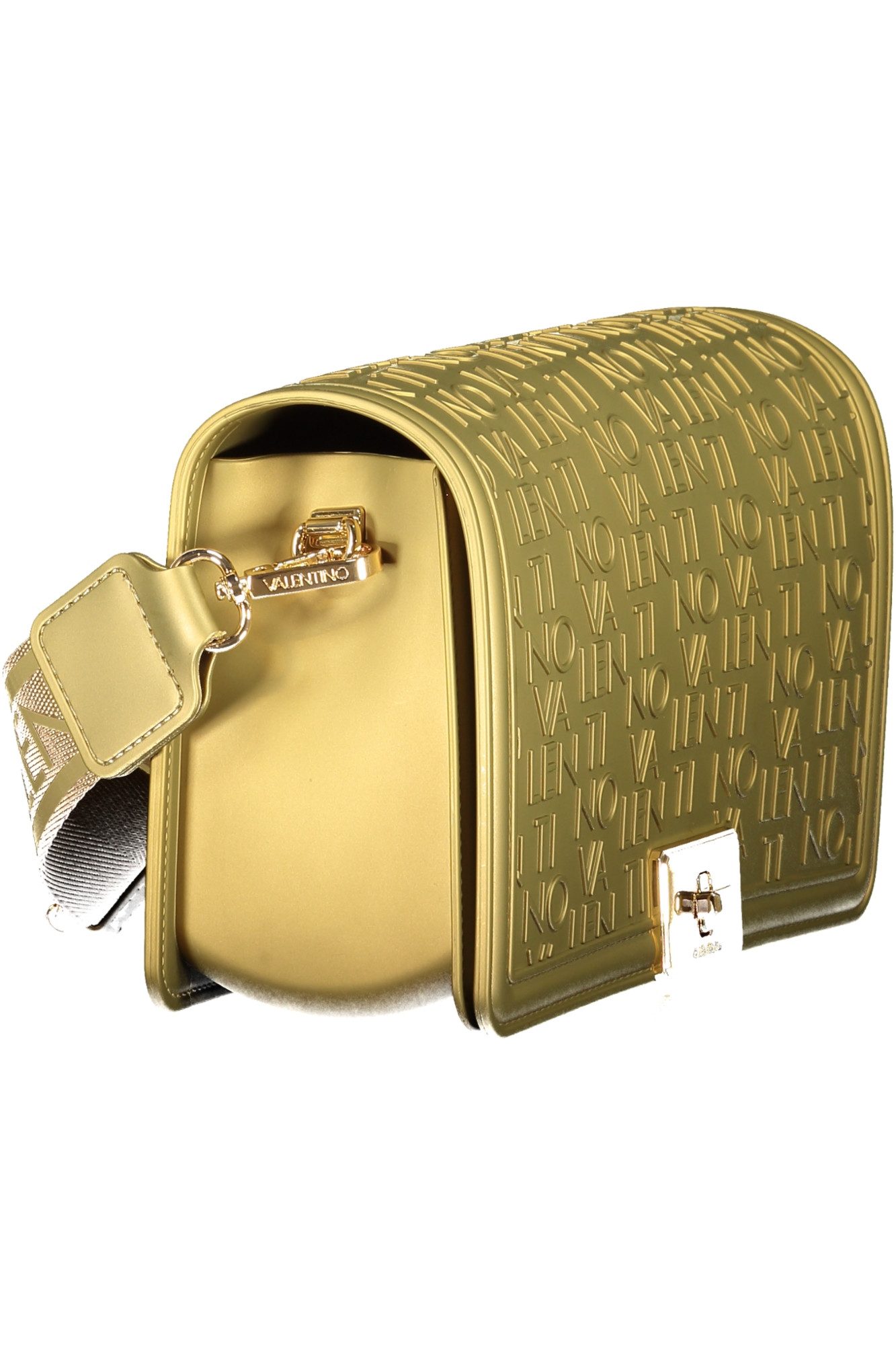Valentino Umhängetasche, Elegante Goldtasche für Damen: Verstellbar, mit Prägung & Drehversch