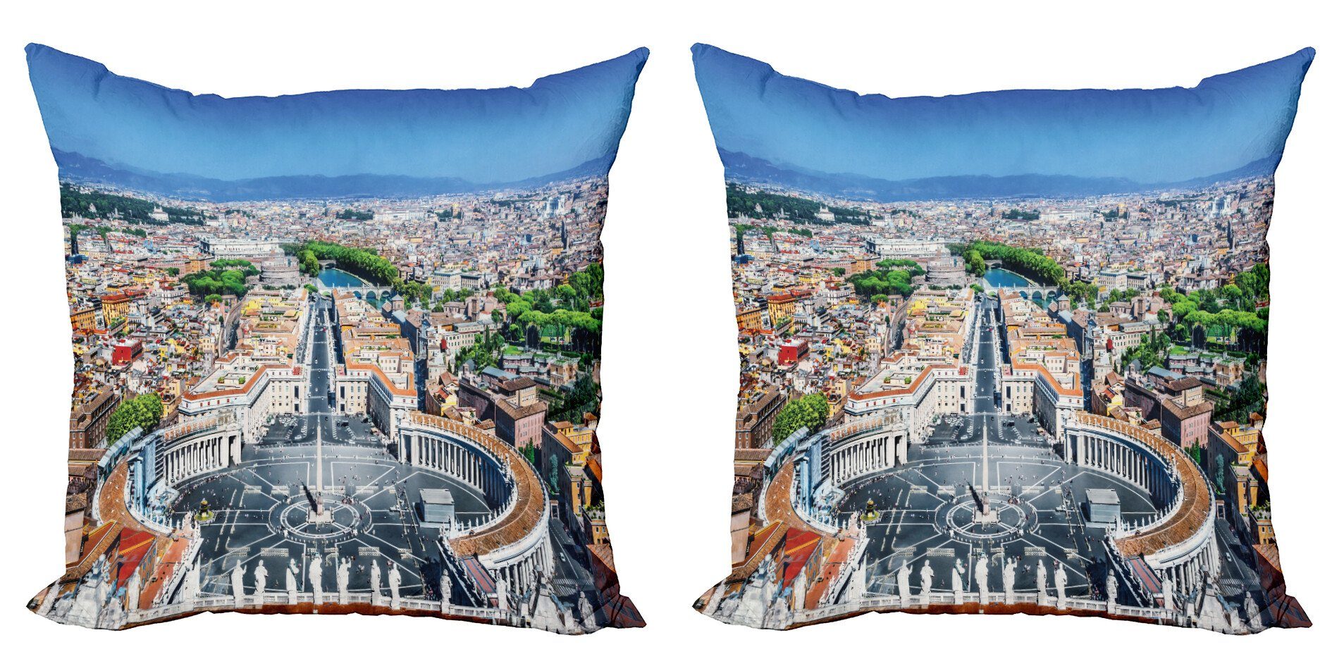 Kissenbezüge Modern Accent Doppelseitiger Digitaldruck, Abakuhaus (2 Stück), Italien Platz in Rom Stadtbild