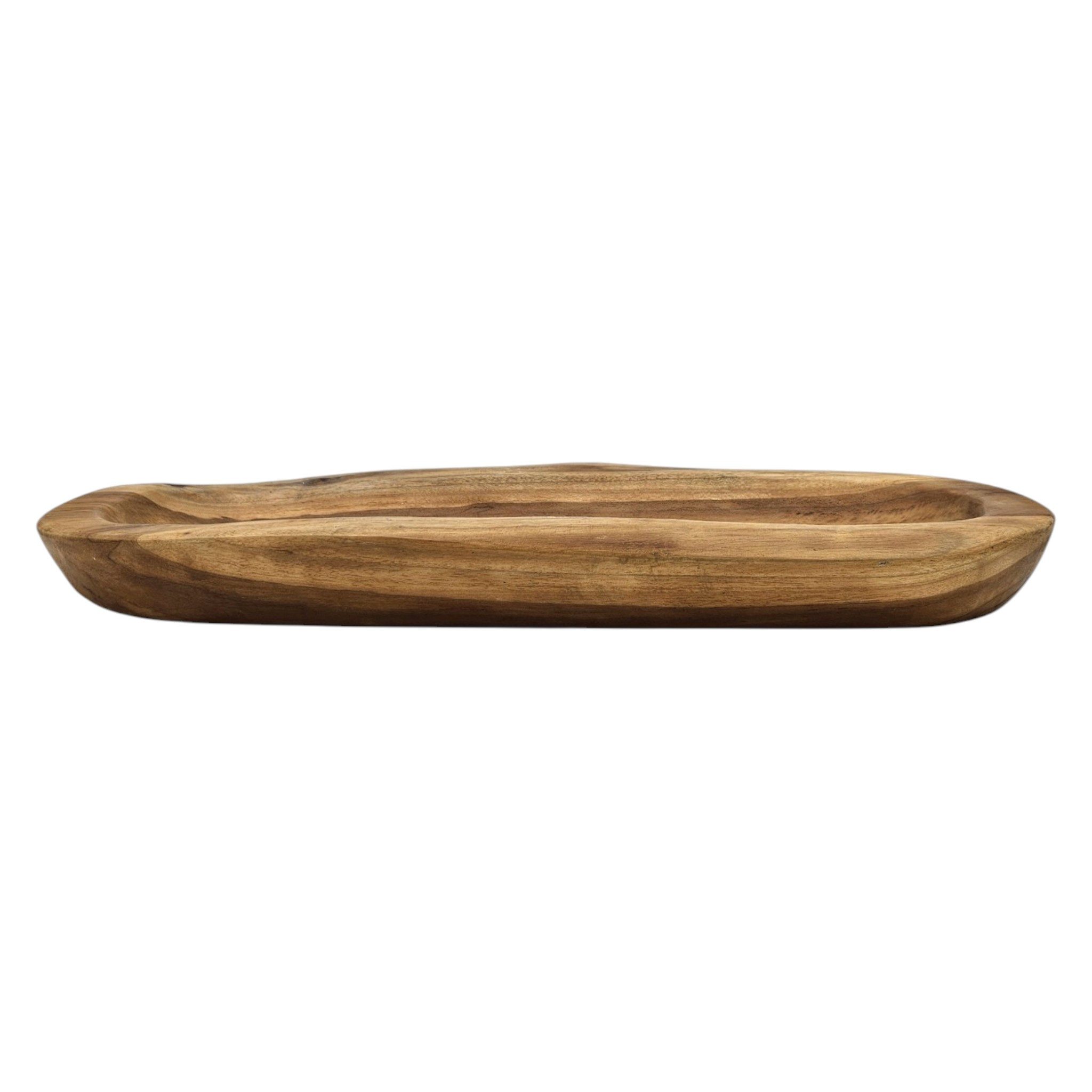Meinposten Dekoschale Naturschale Teak Holz lang 60 cm Schale braun massiv XL (1 St), Naturprodukt echtes Unikat.