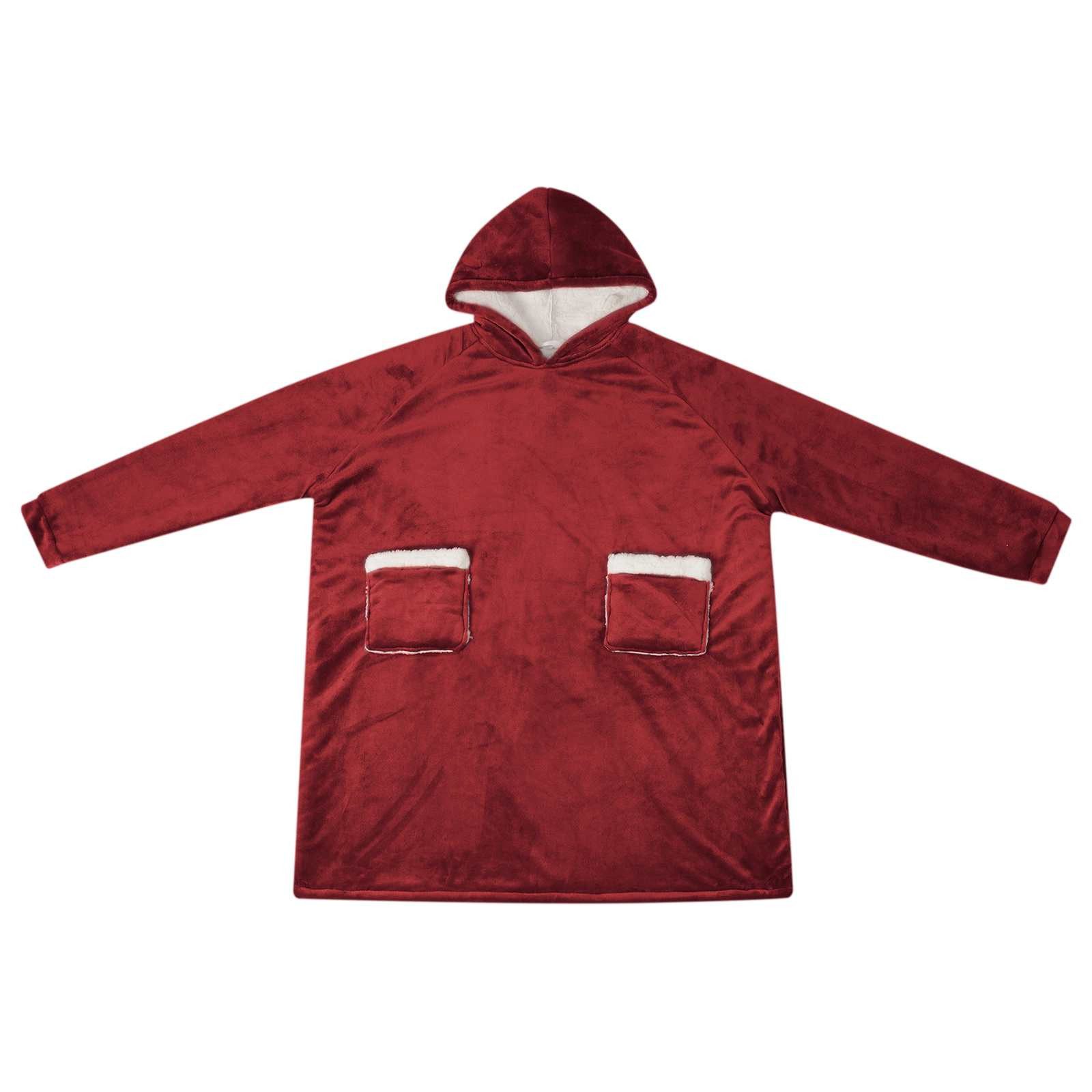 vidaXL Unisex-Bademantel Decken-Hoodie Bordeauxrot L Fleece und Flanell, Vlies