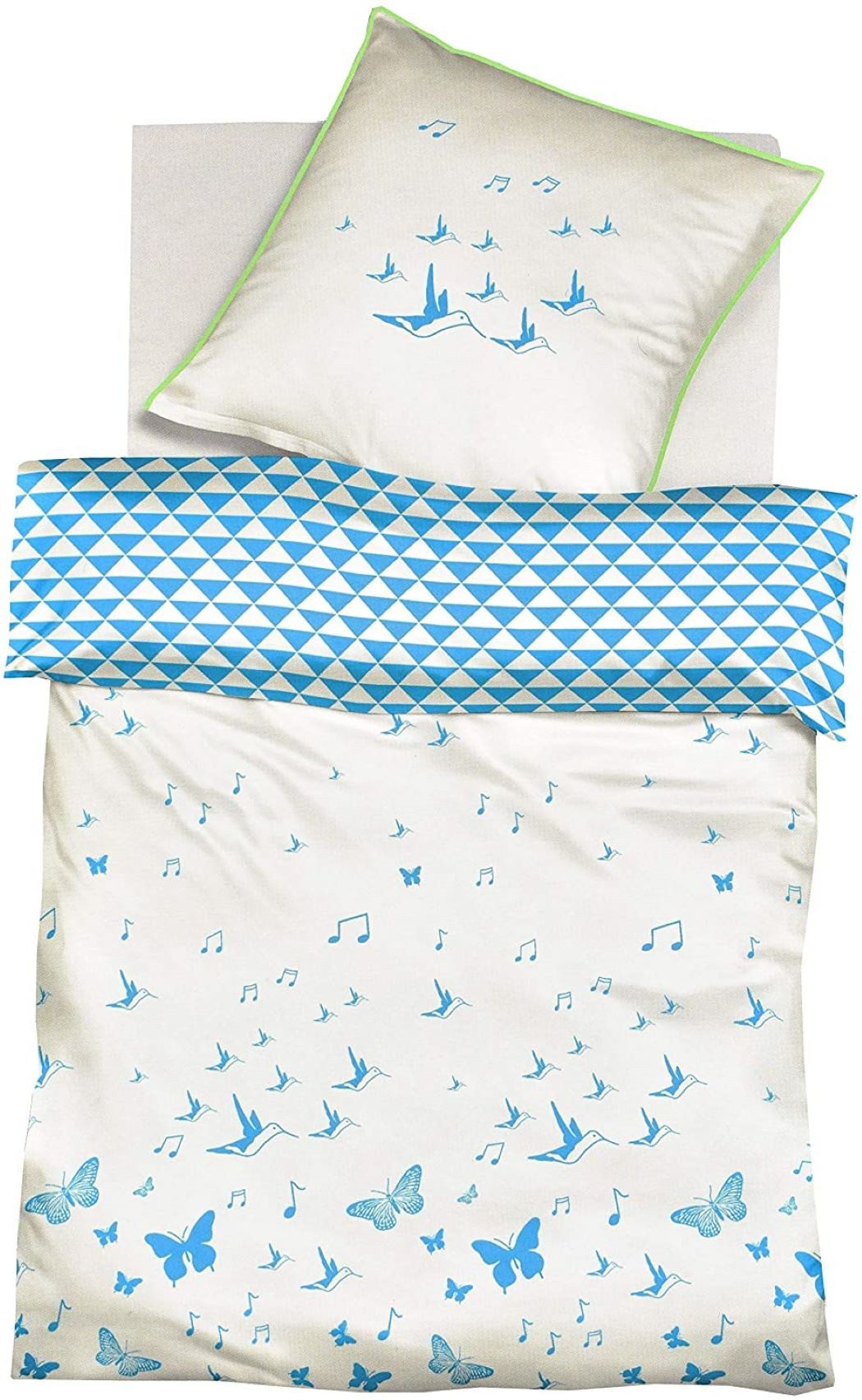 Bettwäsche Fleuresse Elba Bettwäsche 135x200 Schmetterlinge Wende blau weiß 14370, fleuresse, Renforce, 2 teilig