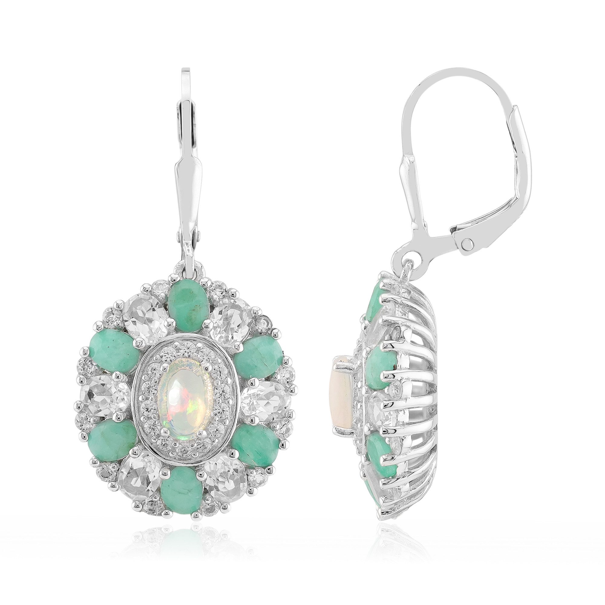 Cavill Ohrring-Set Cavill Damen Ohrringe 925er Silber, Opal 0,57 ct, Smaragd 1,90 ct (2-tlg)