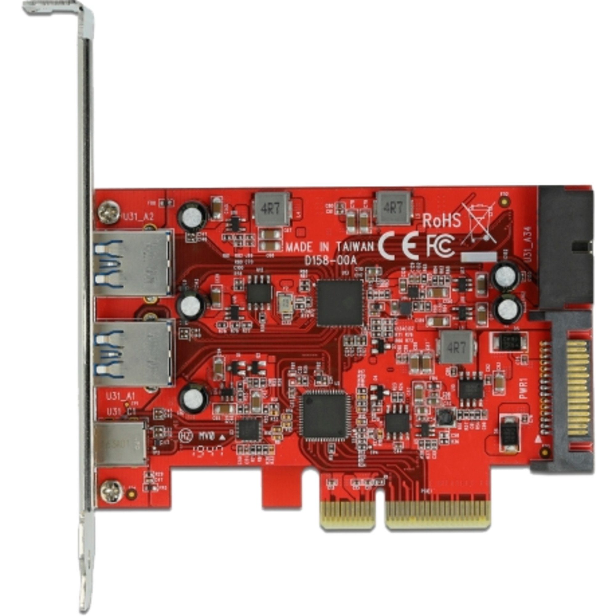 Delock DeLOCK PCIe x4 > 1x USB 3.2 Gen 2 USB-C,+ 2xUSB-A, Mainboard